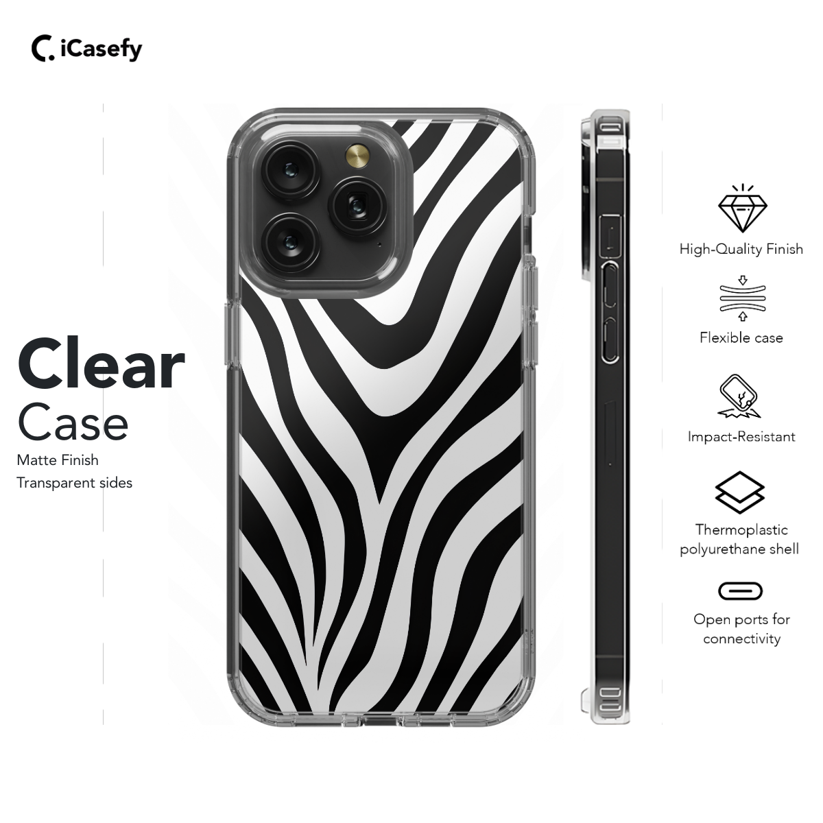 White Monochrome Zebra Print Phone Case iPhone Samsung Cover Pixel 1295 - Image 7