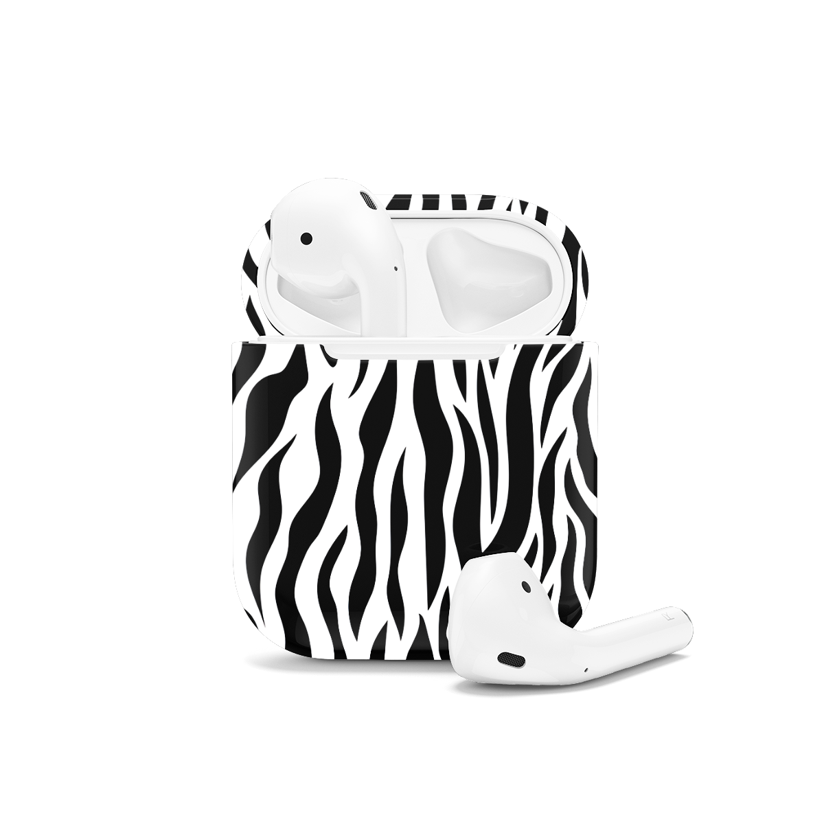 White Tiger Print Stripes AirPods Case AirPods Pro AirPods Pro 2 AirPods 3 AirPods 2 Glossy 1296 - Image 1