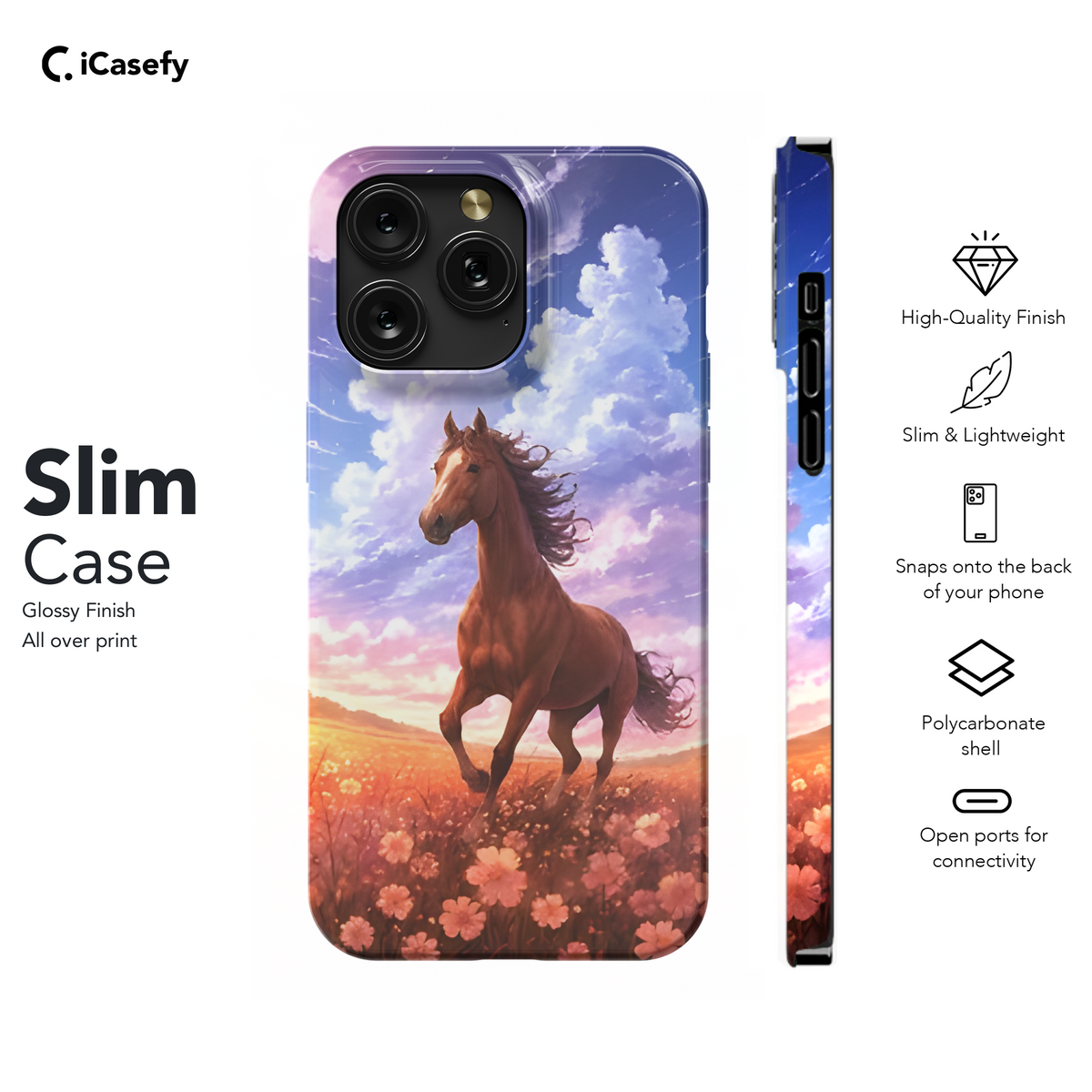 Wild Horse Meadow Flowers Phone Case iPhone Samsung Cover Pixel 1811 - Image 7