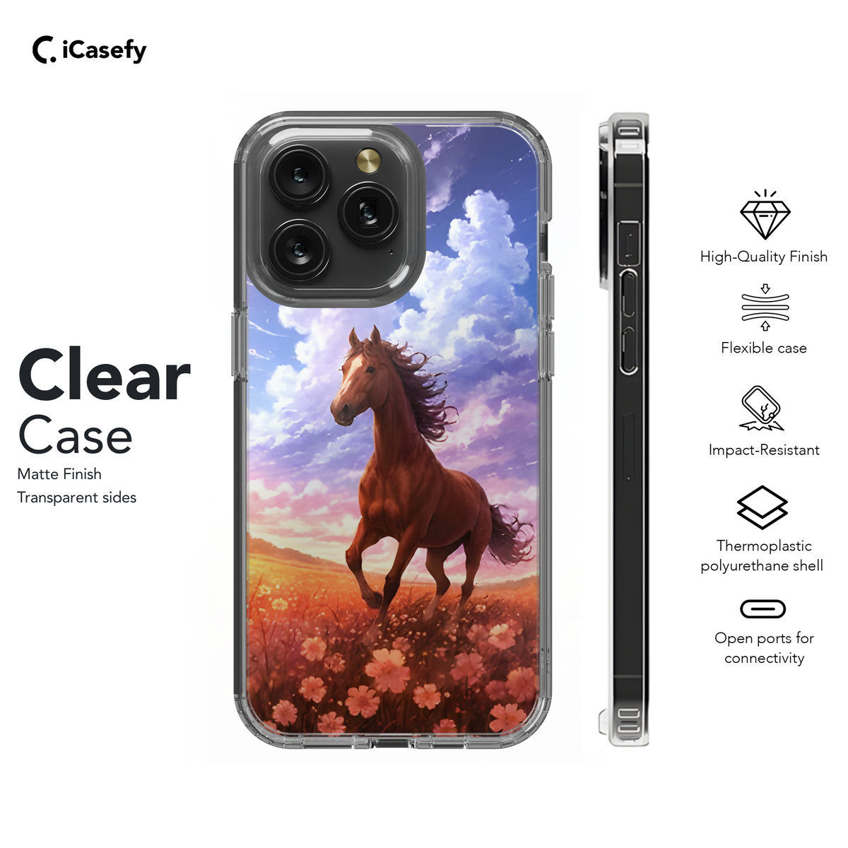 Wild Horse Meadow Flowers Phone Case iPhone Samsung Cover Pixel 1811 - Image 8