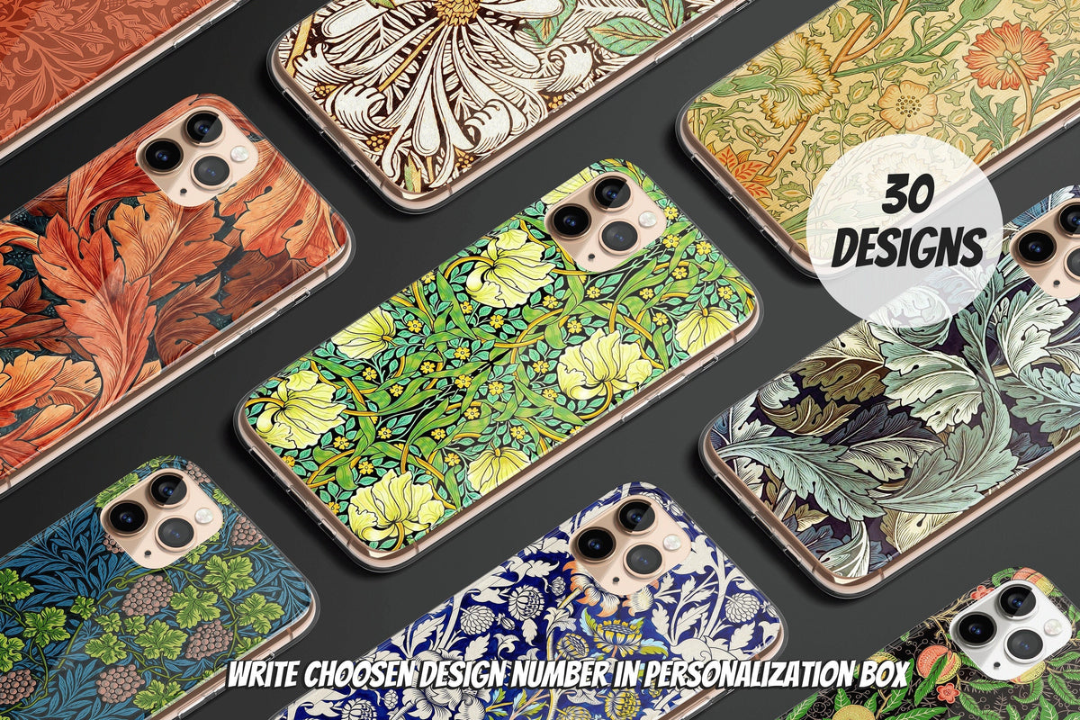 William Morris Aesthetic Vintage Phone Case Cover Strawberry Thief Willow Boughs, Lavolio's Blue Seaweed For iPhone 15 14 13 12 11 Pro XR XS - Image 1