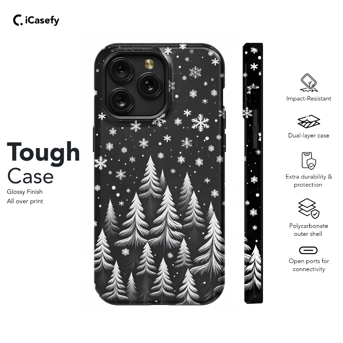 Winter Snowing White Christmas Tree Aesthetic Phone Case iPhone Samsung Cover Pixel 1648 - Image 5