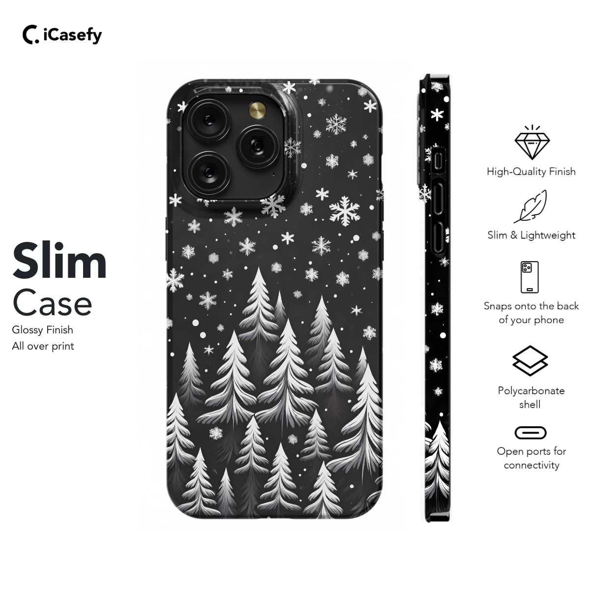 Winter Snowing White Christmas Tree Aesthetic Phone Case iPhone Samsung Cover Pixel 1648 - Image 6