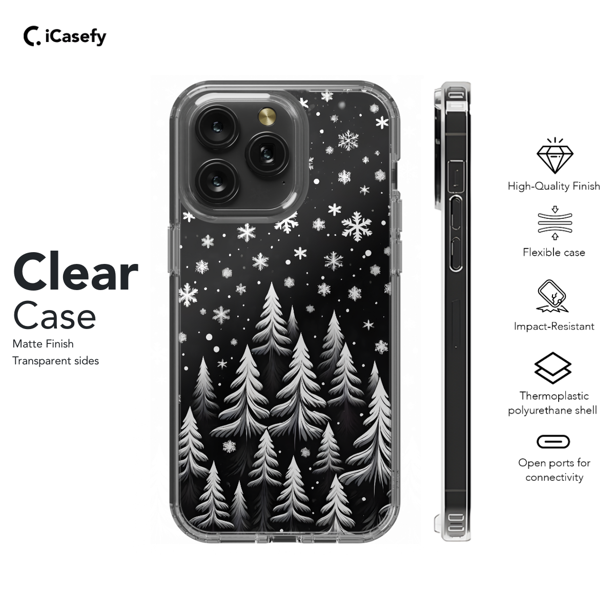 Winter Snowing White Christmas Tree Aesthetic Phone Case iPhone Samsung Cover Pixel 1648 - Image 7