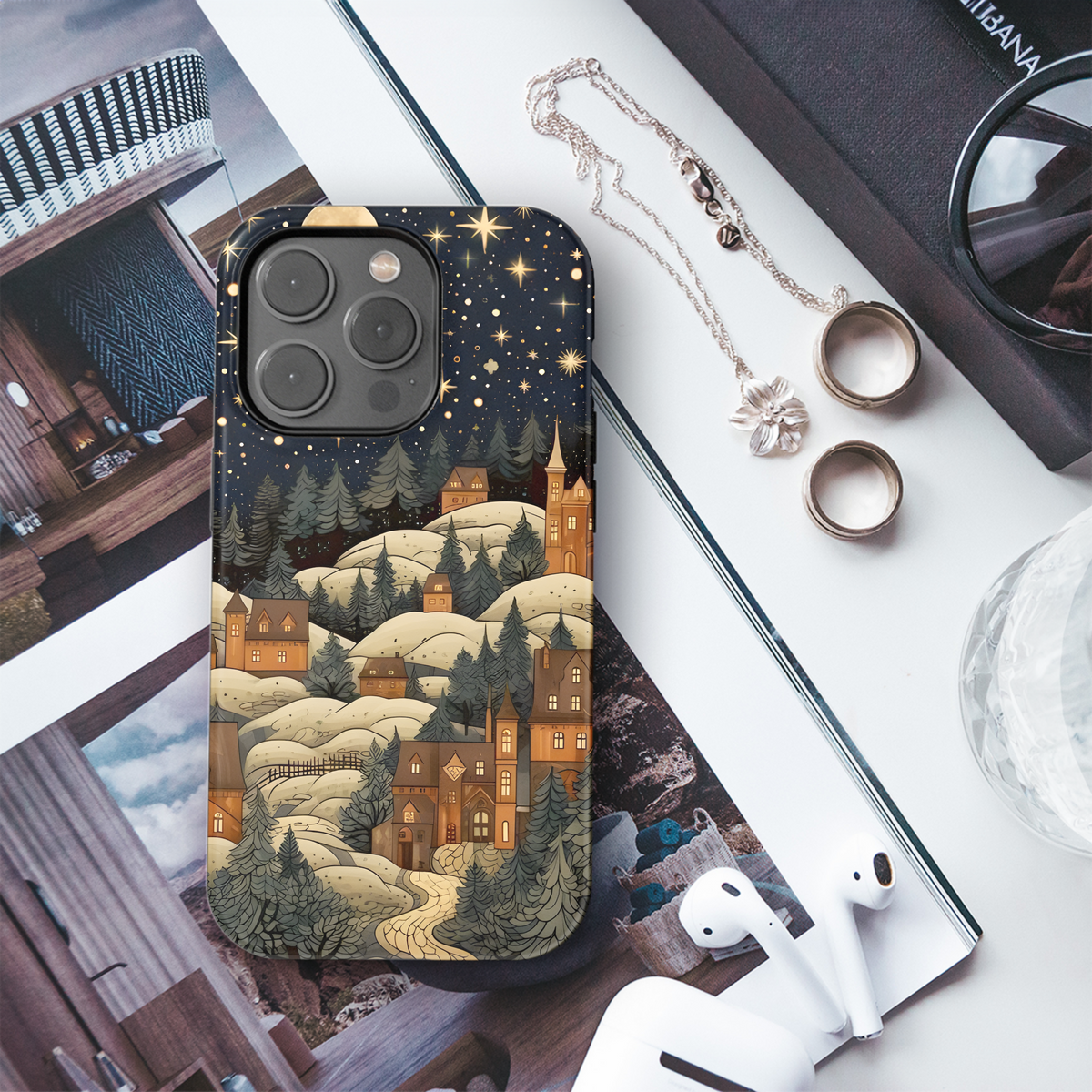 Winter Village Night
 Phone Case iPhone Samsung Cover Pixel 4149 - Image 3