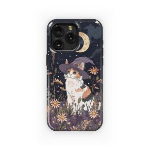 Witch Hat Cat Under Starry Moon Phone Case iPhone Samsung Cover Pixel 5252 - Image 1