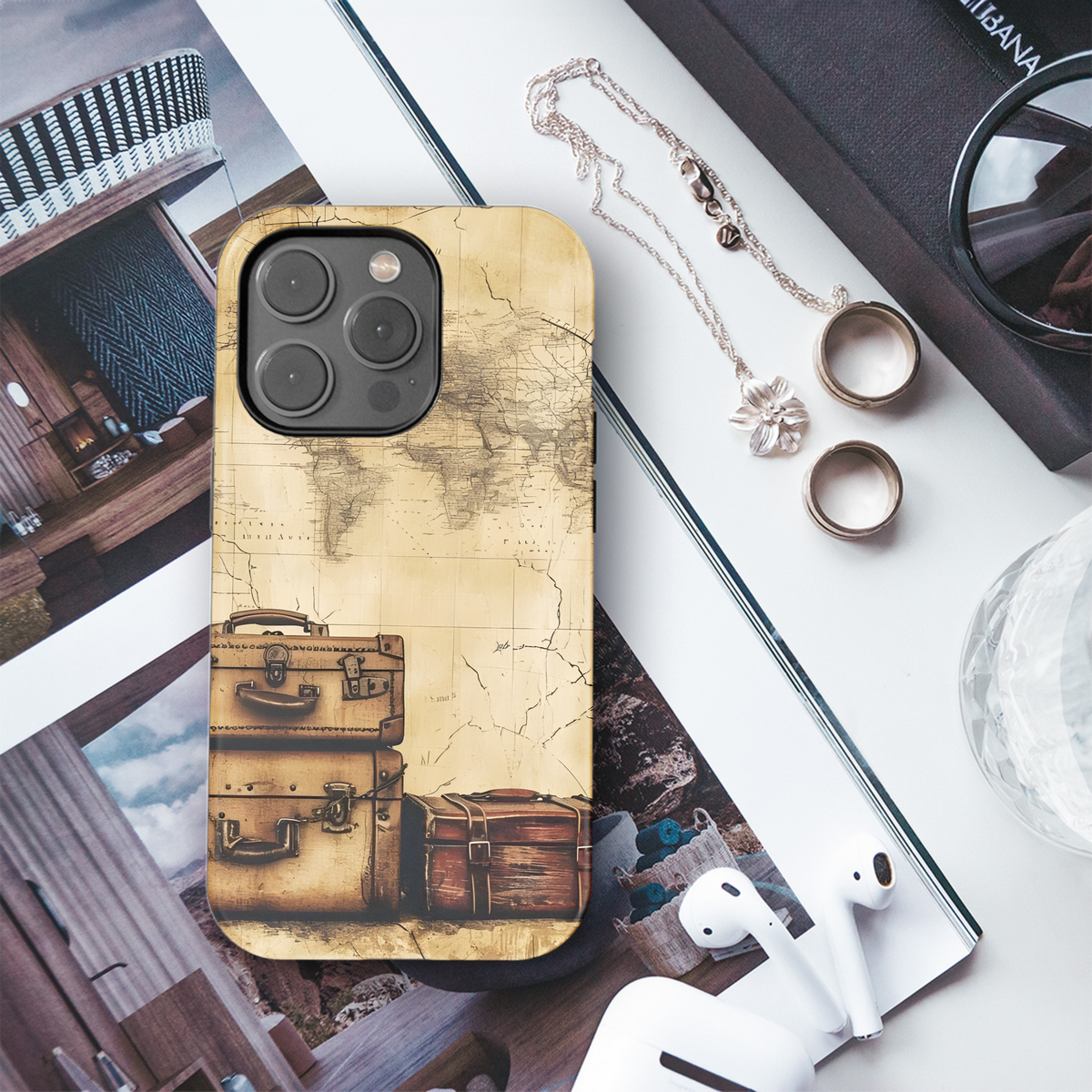 World Map Vintage Travel Phone Case iPhone Samsung Cover Pixel 2064 - Image 3