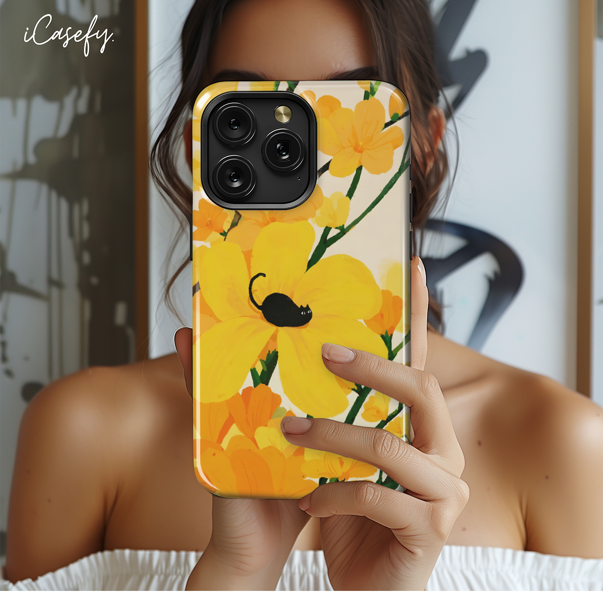 Yellow Aesthetic Flower Phone Case iPhone Samsung Cover Pixel 1703 - Image 2