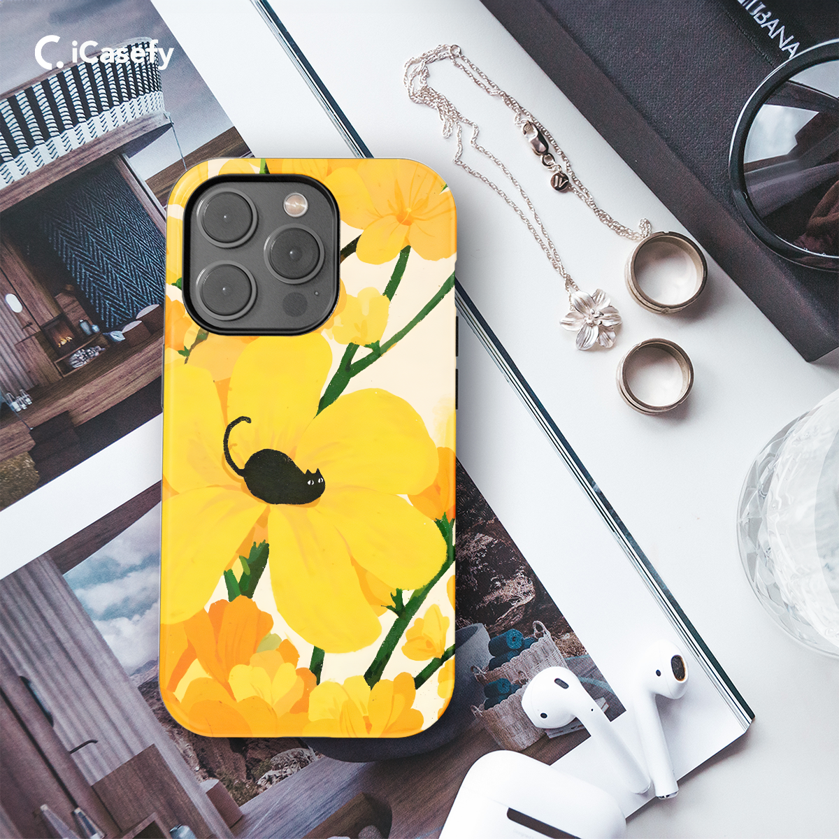 Yellow Aesthetic Flower Phone Case iPhone Samsung Cover Pixel 1703 - Image 3