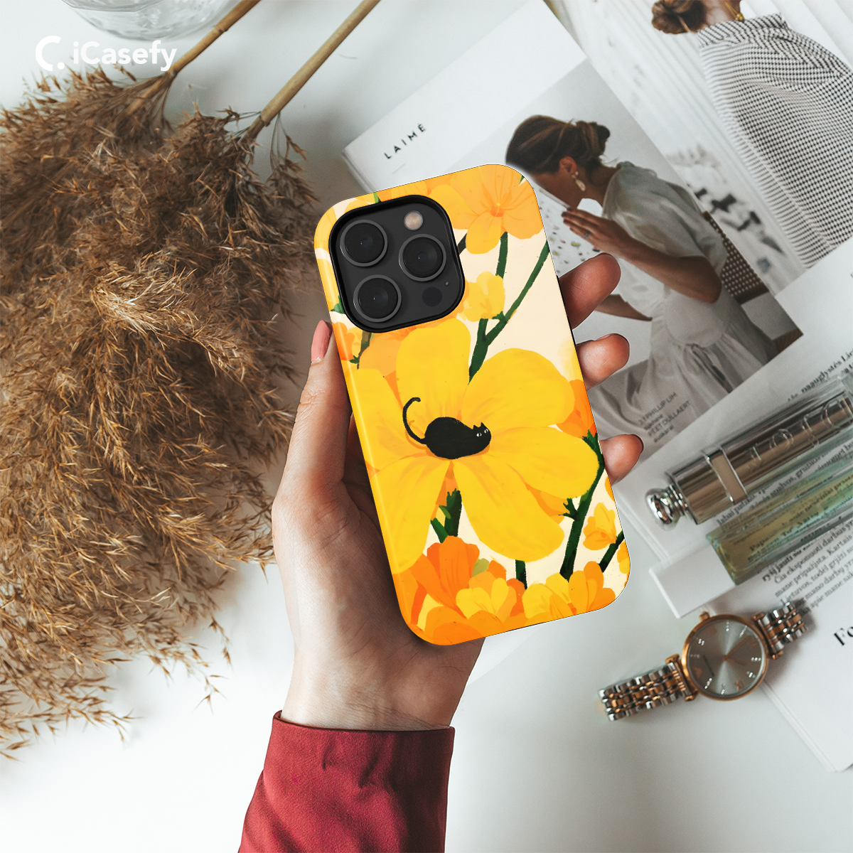 Yellow Aesthetic Flower Phone Case iPhone Samsung Cover Pixel 1703 - Image 4