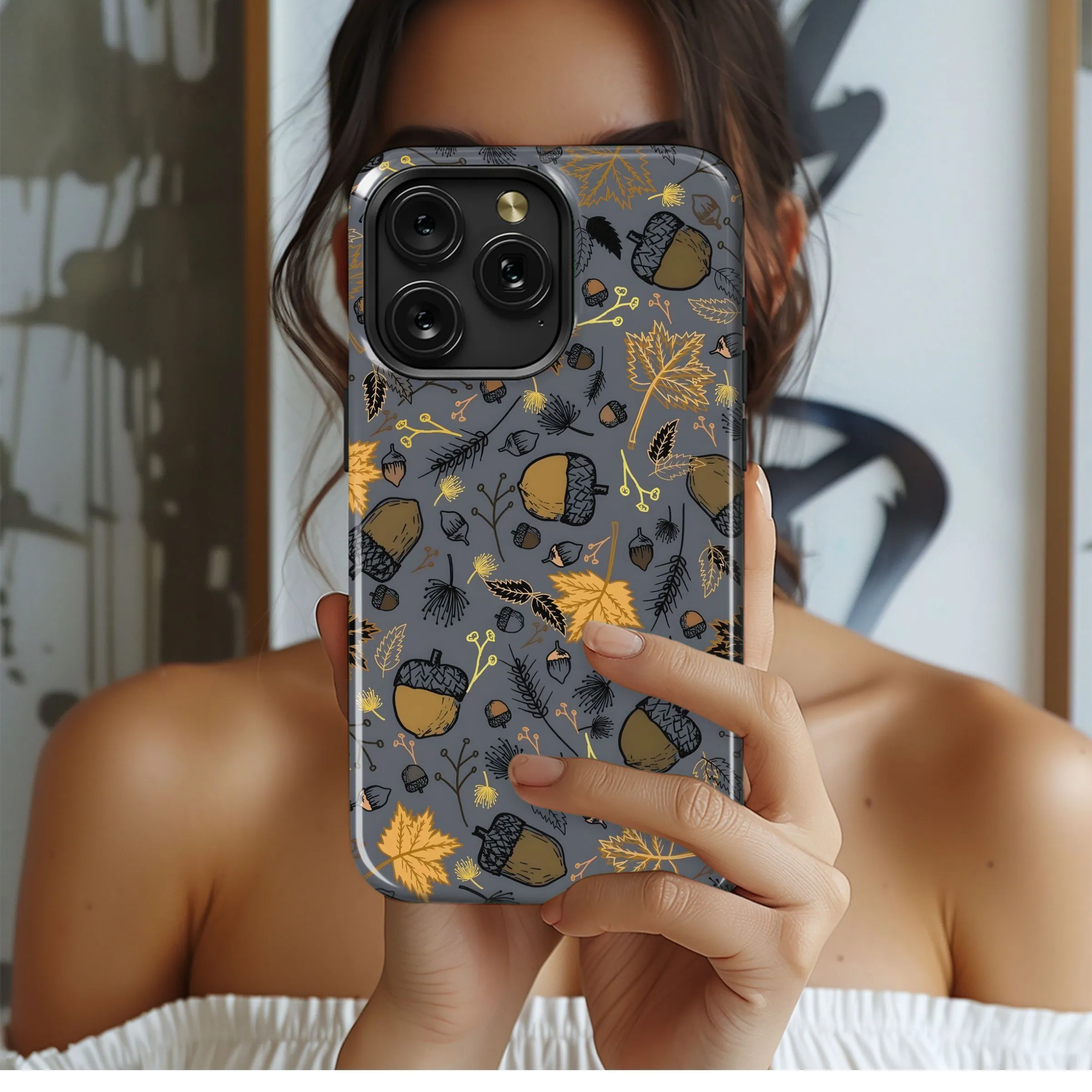 Autumn Leaves and Acorns Phone Case iPhone Samsung Cover Pixel 5418