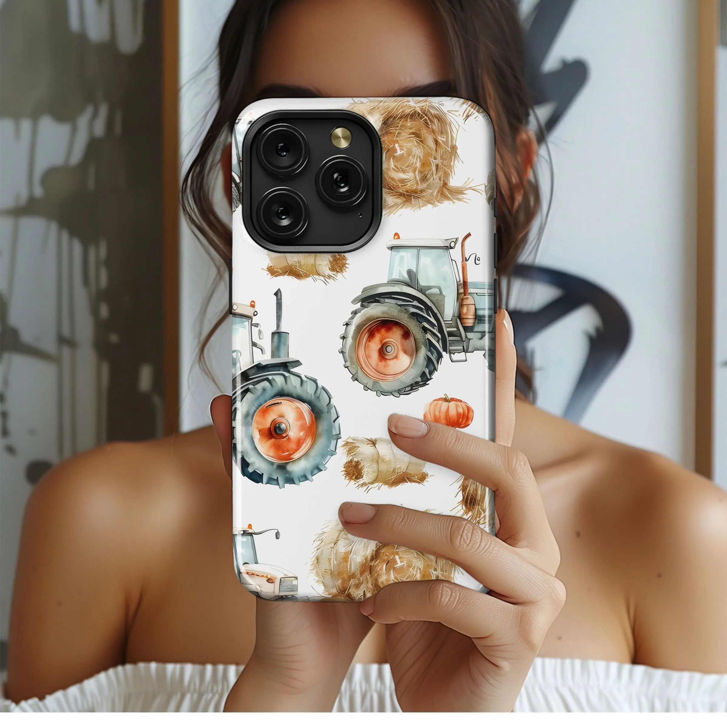 Autumn Tractors & Pumpkins Print
 Phone Case iPhone Samsung Cover Pixel 5164