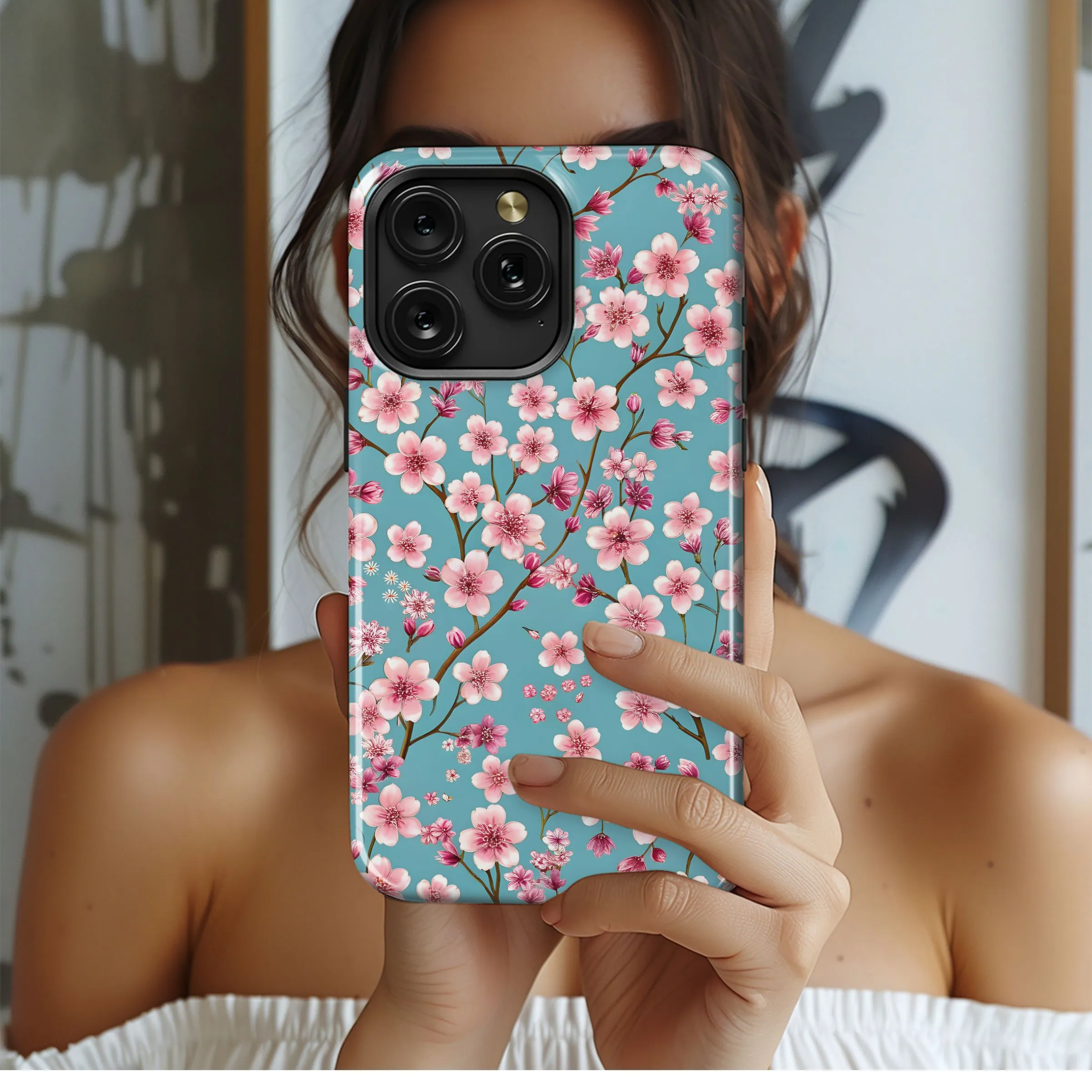 Azure Cherry Blossom Bloom Phone Case iPhone Samsung Cover Pixel 5062