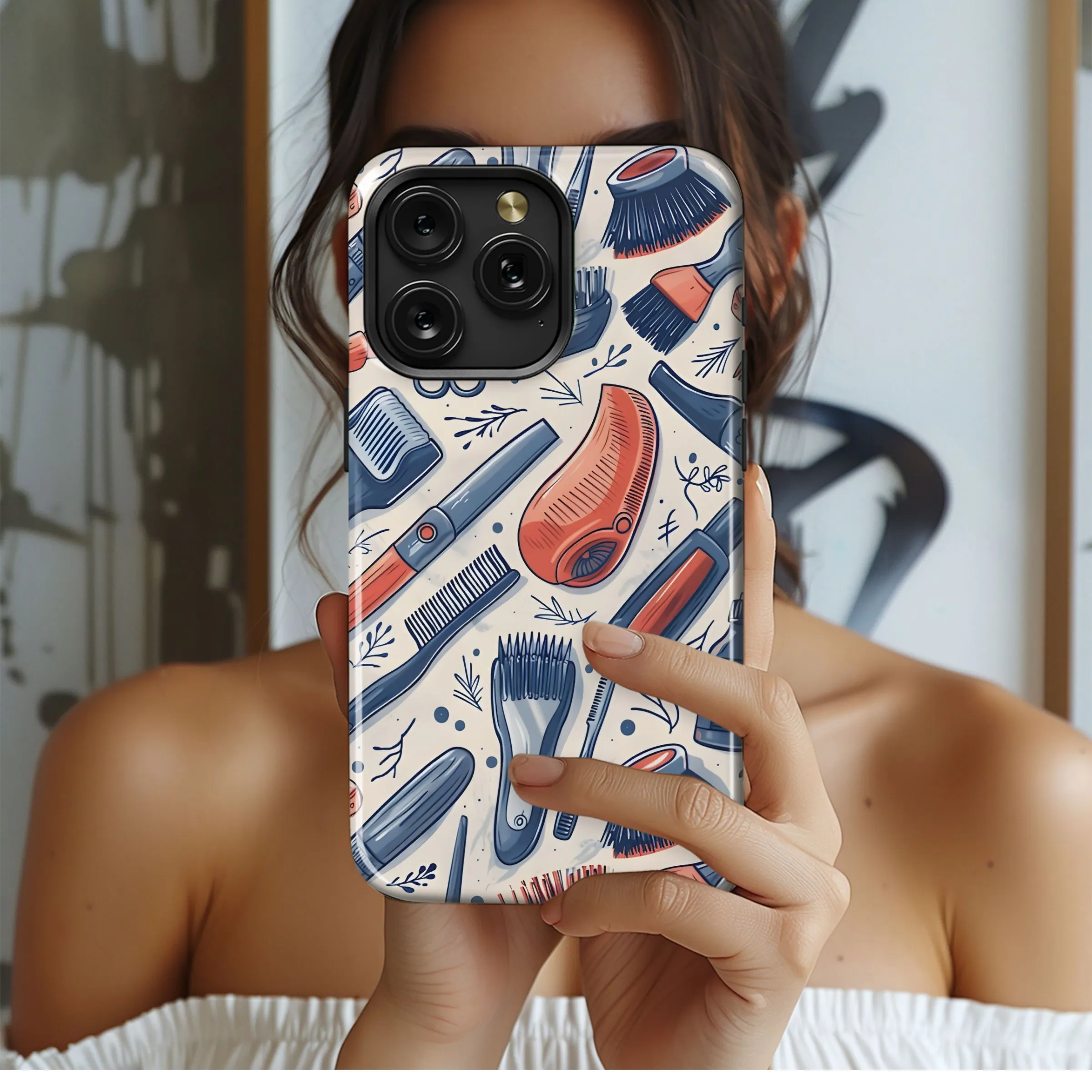 Barber Tools Patterned Phone Case iPhone Samsung Cover Pixel 5170