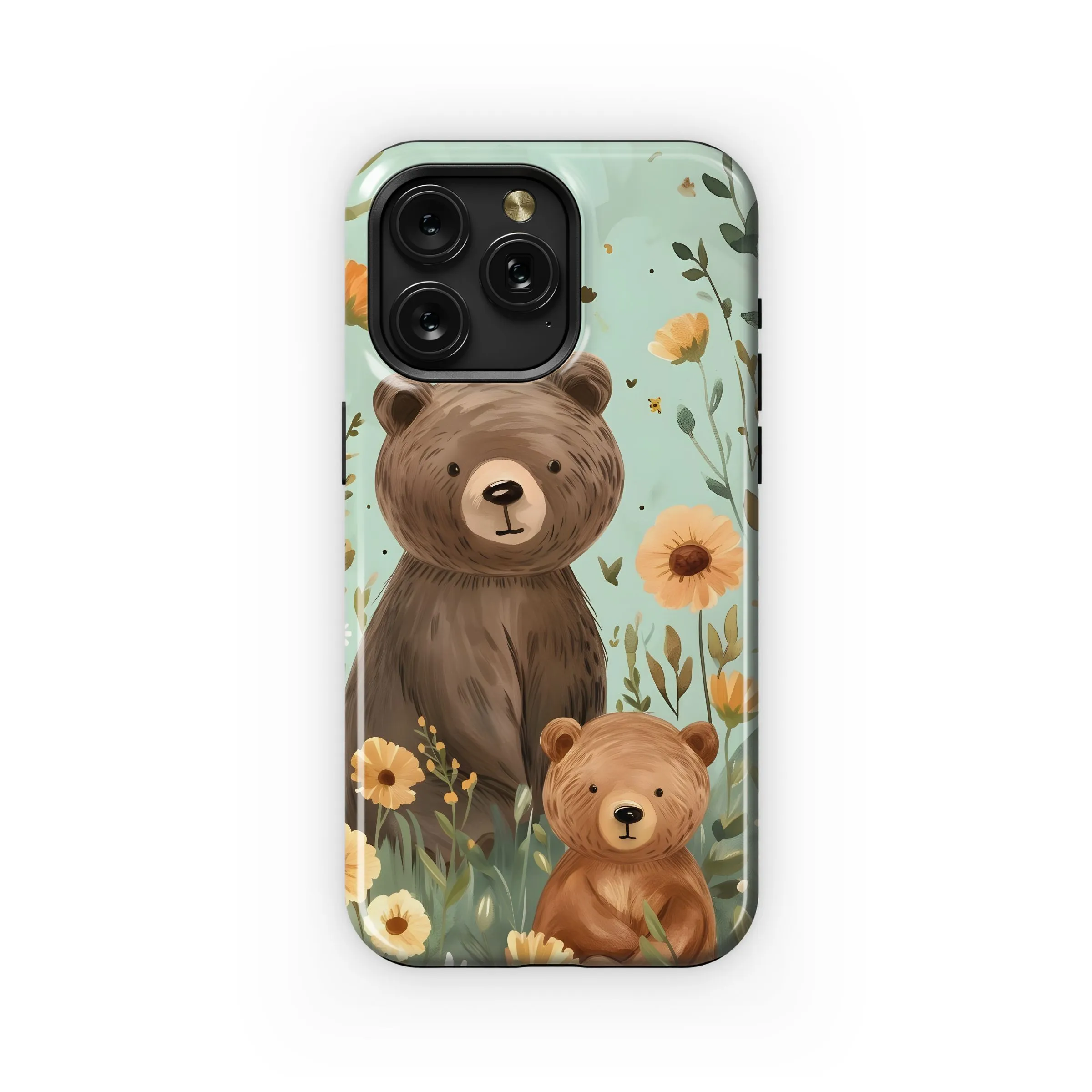 Bear Family in Floral Meadow Phone Case iPhone Samsung Cover Pixel 4942