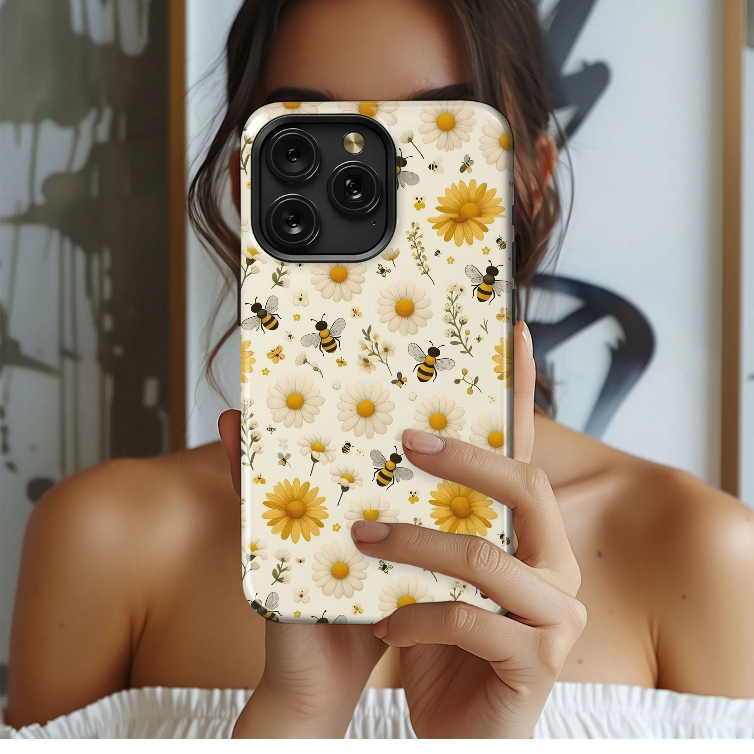 Bees and Blooms Design Phone Case iPhone Samsung Cover Pixel 4904