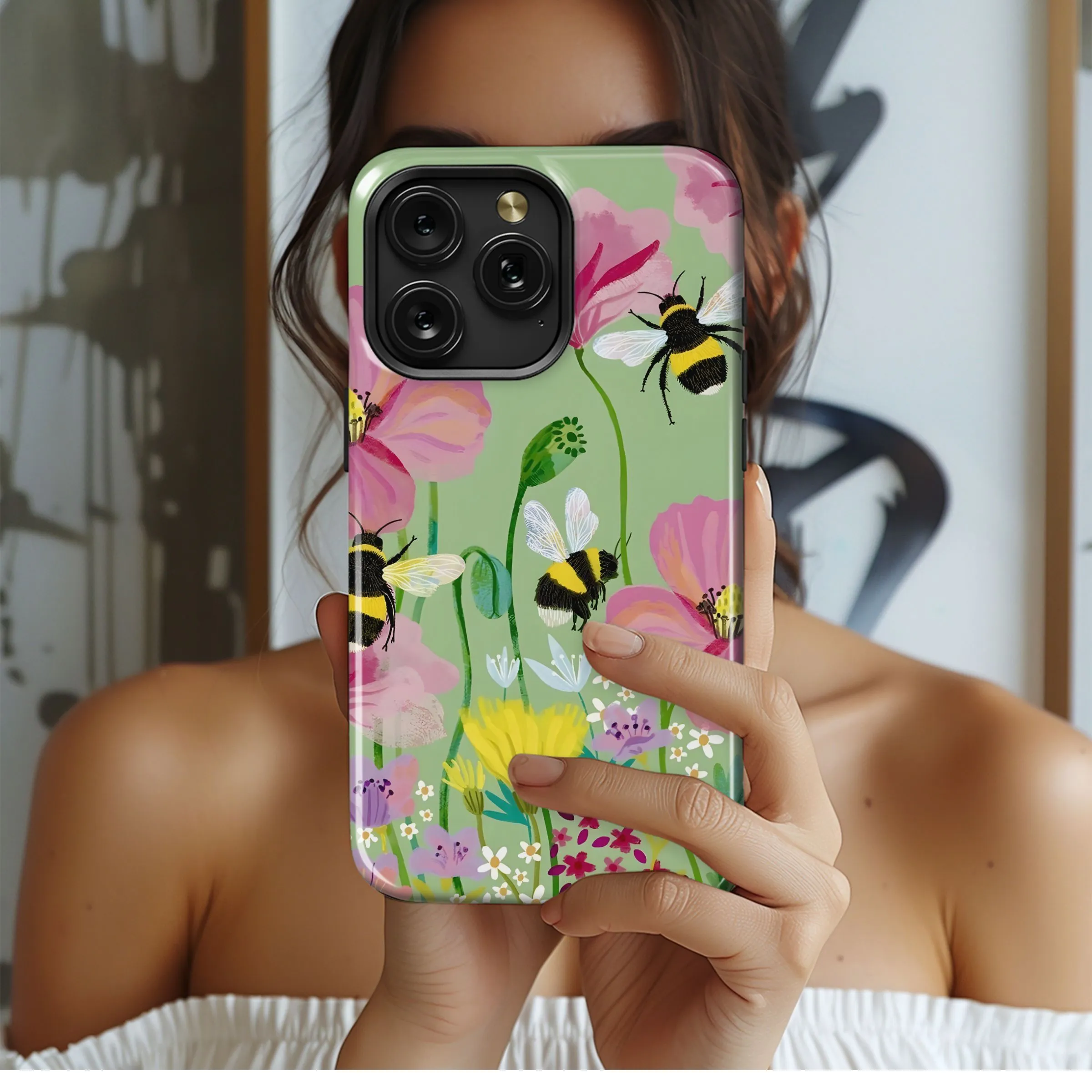 Bees and Blossoms Meadow
 Phone Case iPhone Samsung Cover Pixel 5049