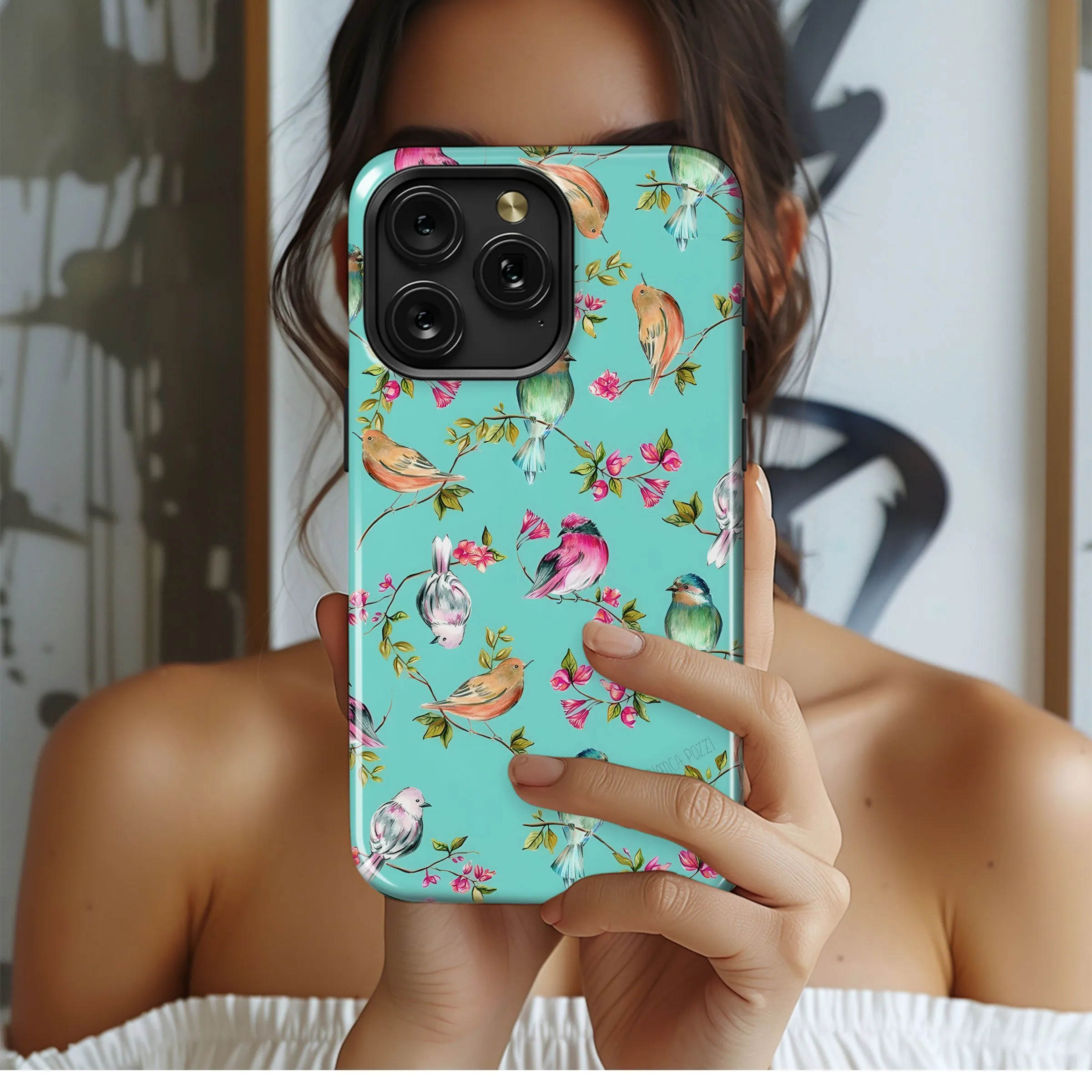 Birds & Blossoms Teal
 Phone Case iPhone Samsung Cover Pixel 5488