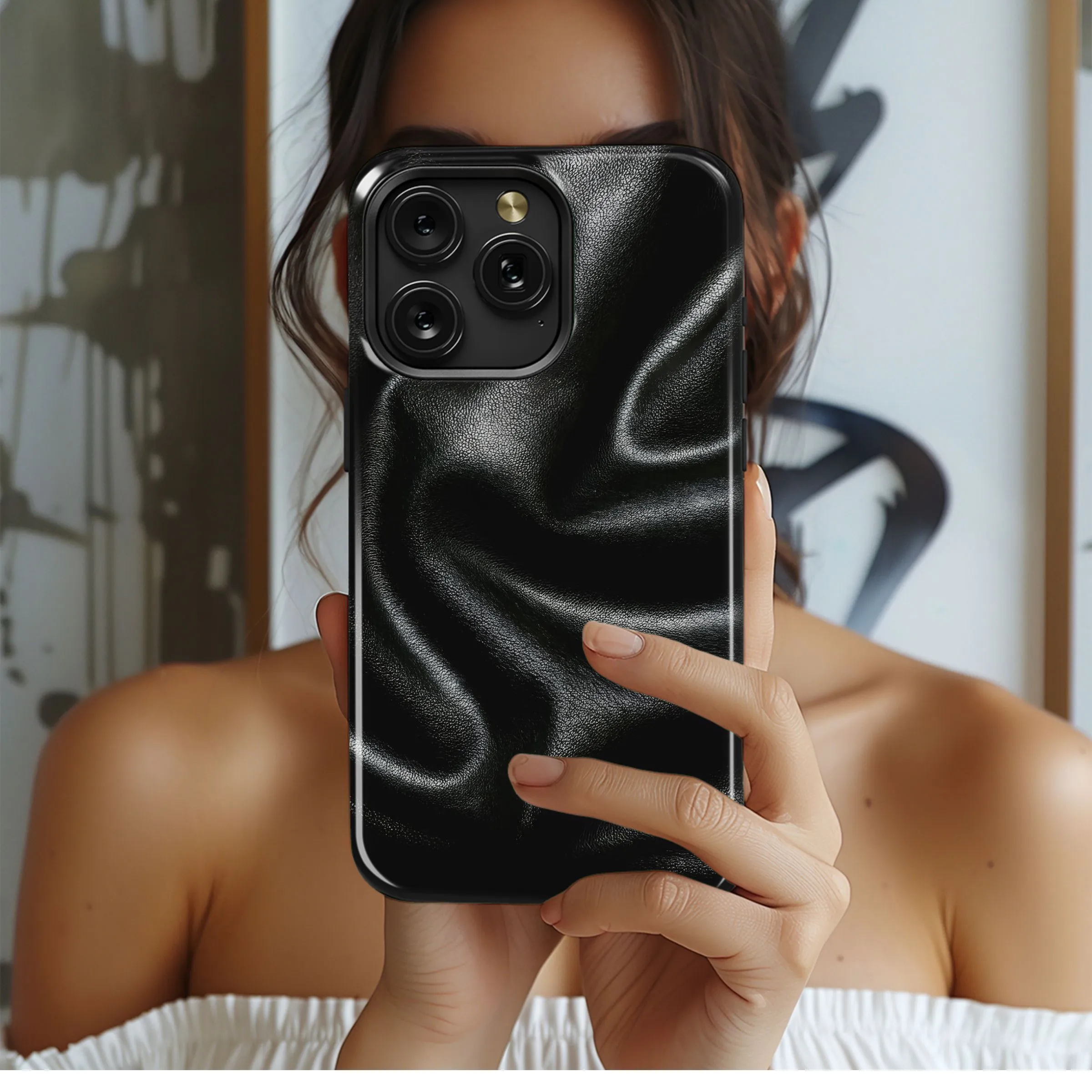 Black Leather Texture Design Phone Case iPhone Samsung Cover Pixel 4849