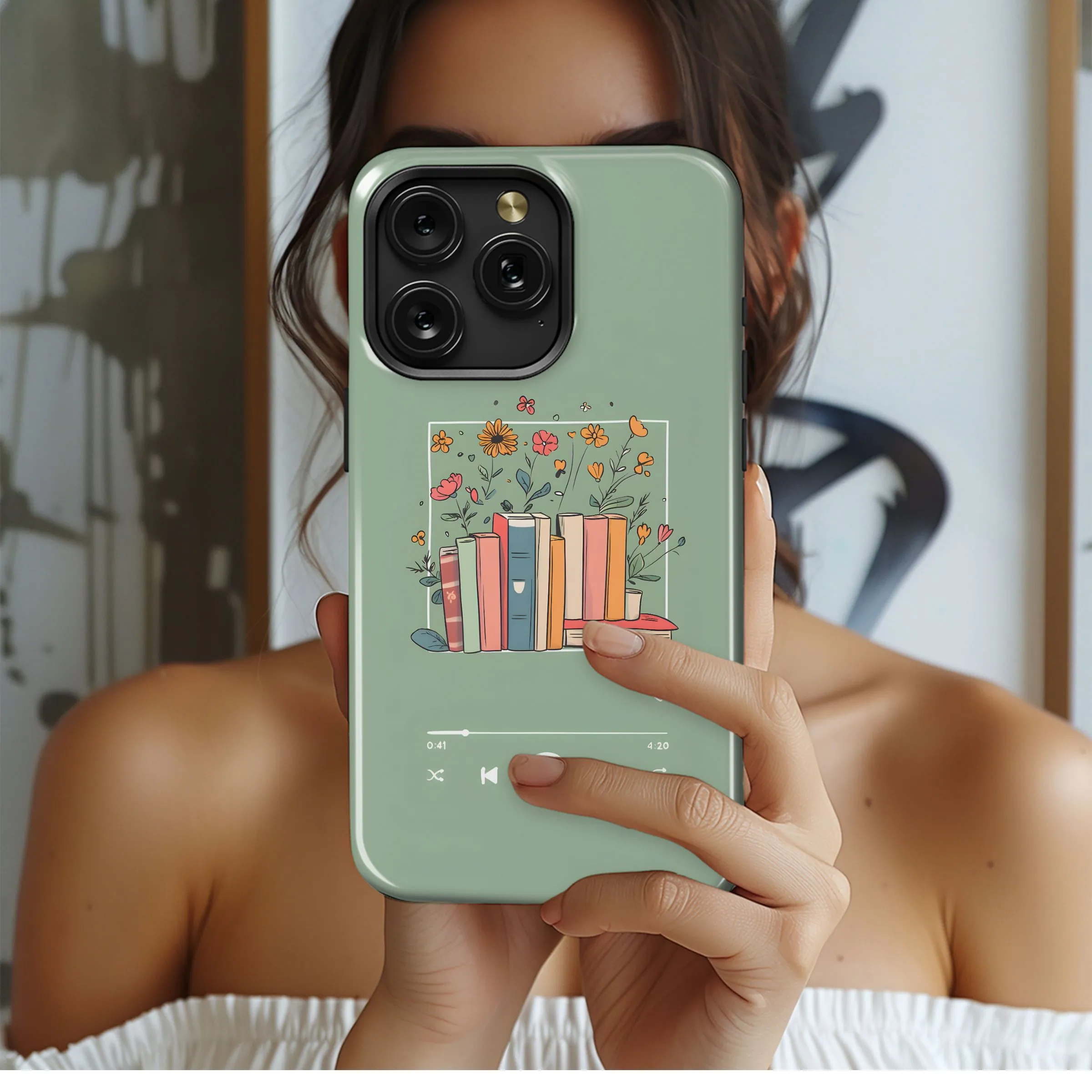 Blooming Bookshelf Melody Phone Case iPhone Samsung Cover Pixel 4877