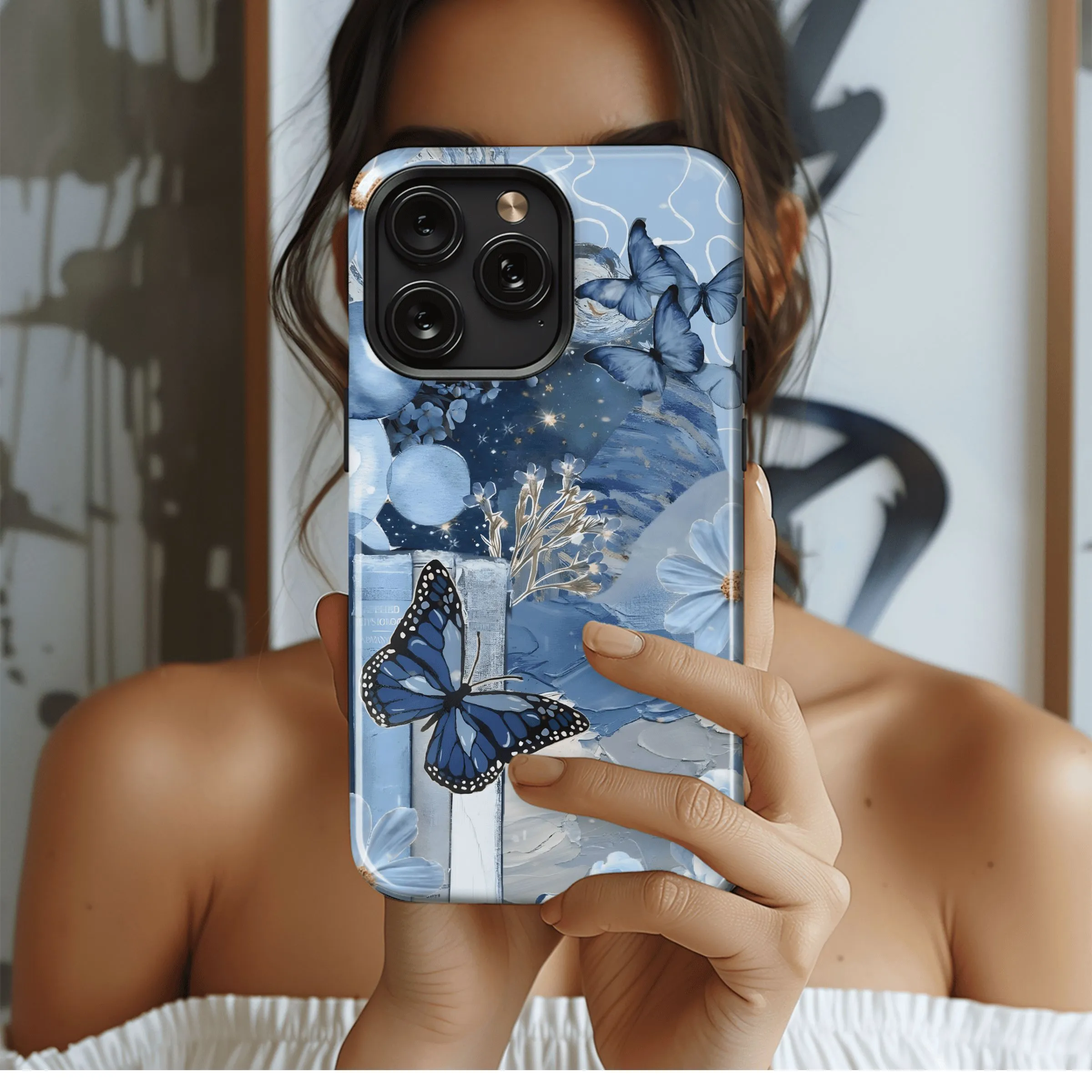 Blue Butterfly Dreamscape
 Phone Case iPhone Samsung Cover Pixel 4575