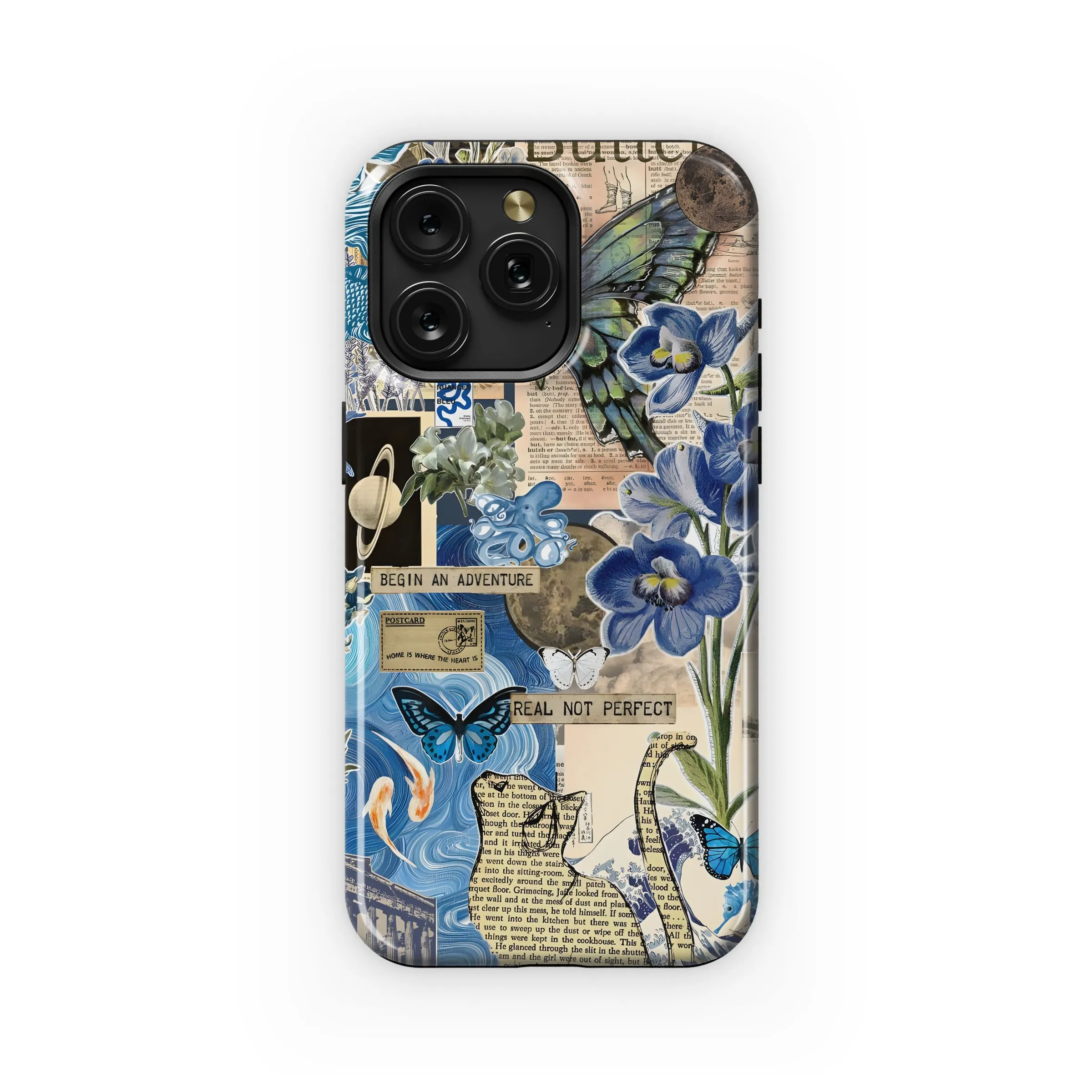 Blue Vintage Collage Design Phone Case iPhone Samsung Cover Pixel 4962