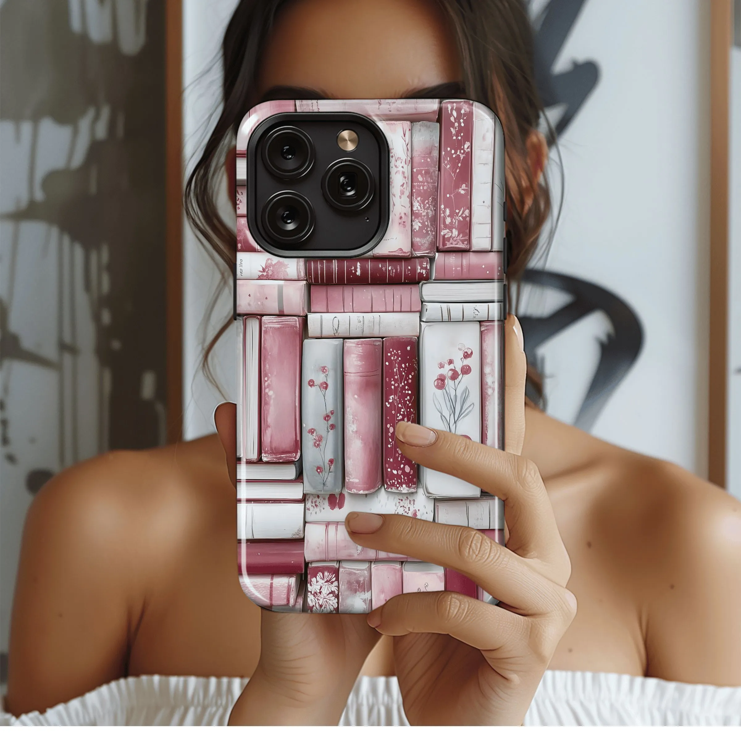 Blush Book Stack Design
 Phone Case iPhone Samsung Cover Pixel 4481