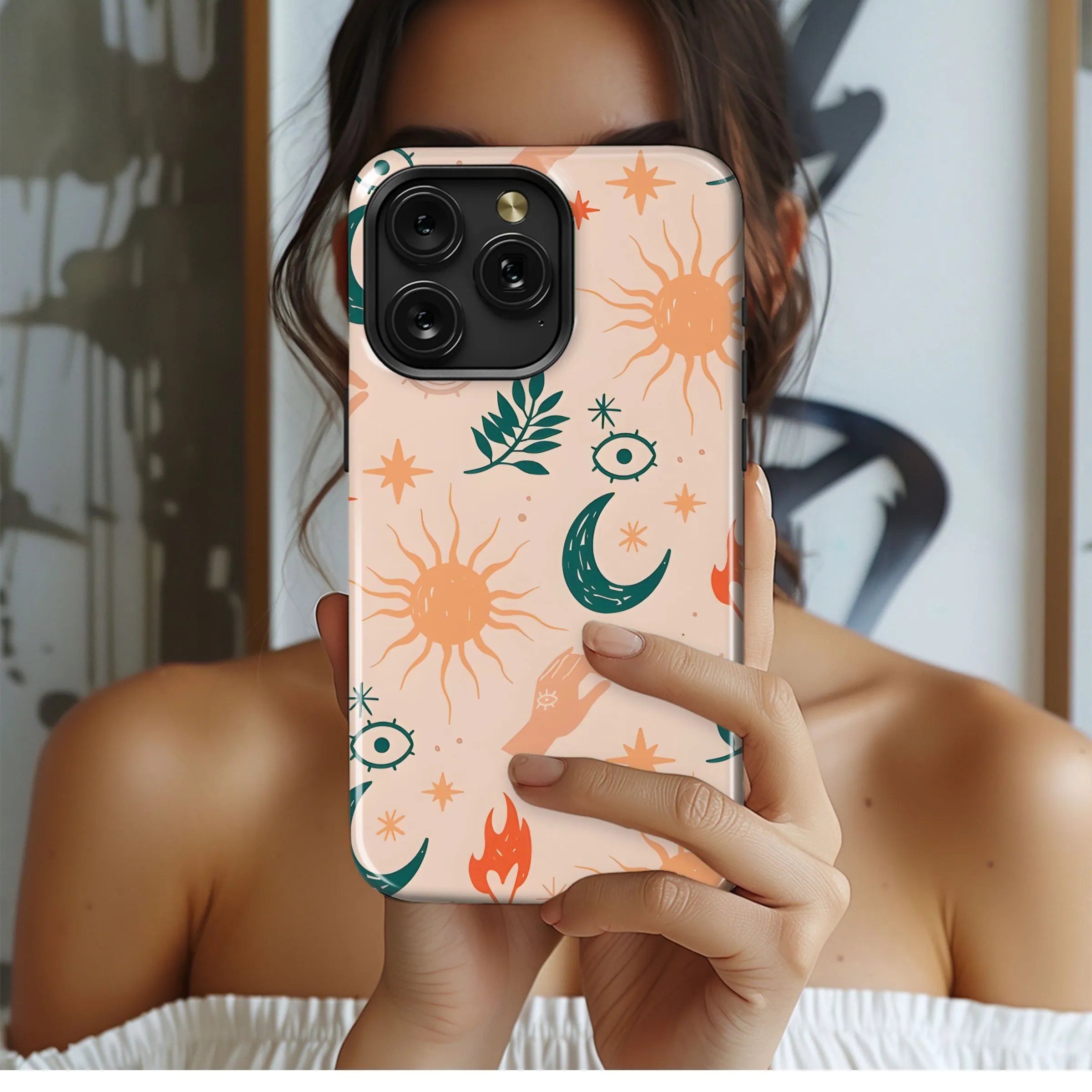Bohemian Mystic Sun Moon Pattern Phone Case iPhone Samsung Cover Pixel 5346