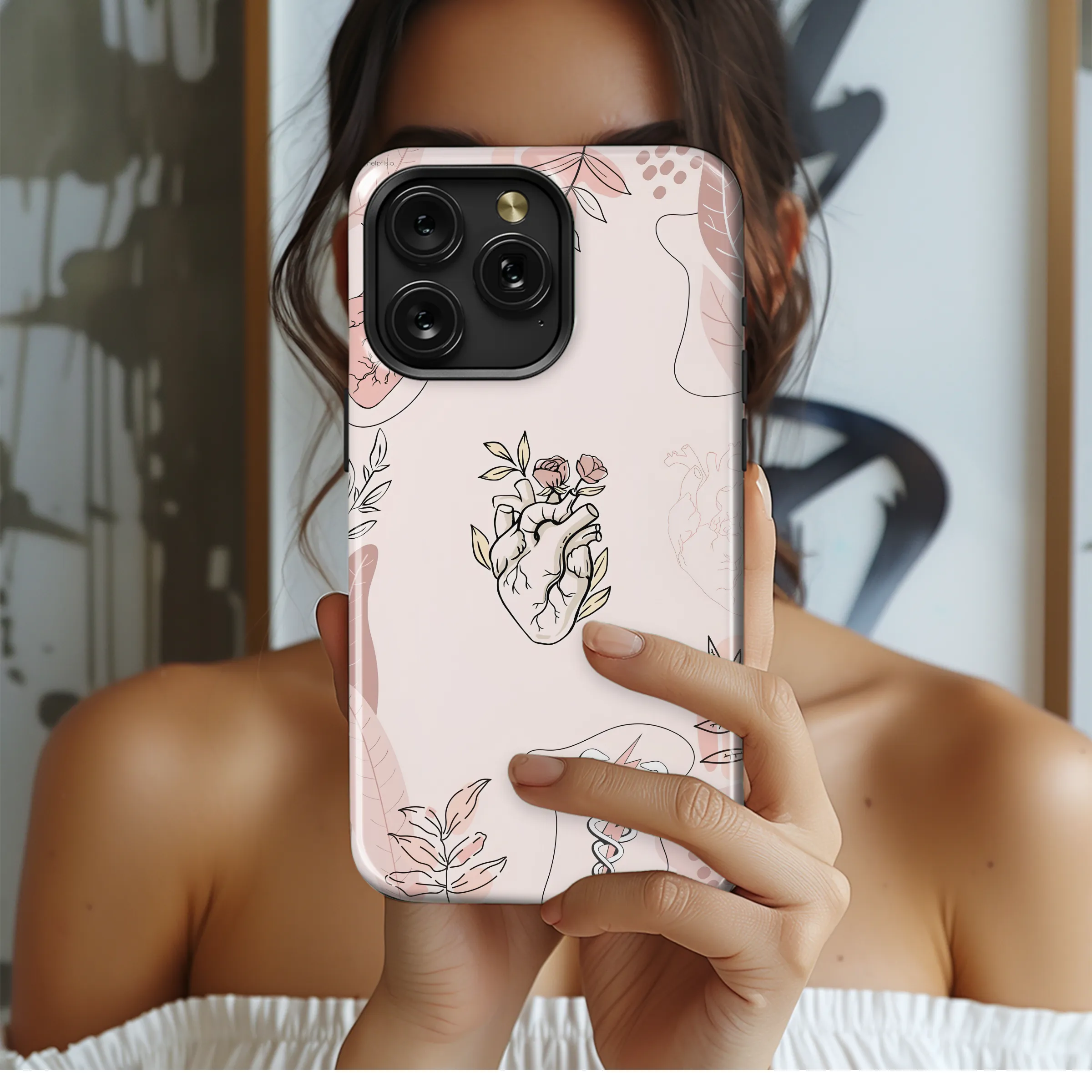 Boho Anatomical Heart Medical Illustration Phone Case Cover for iPhone 17 Pro Max 16 15 Plus 14 13 Mini Samsung S25 S24 Pixel 10 9 8194
