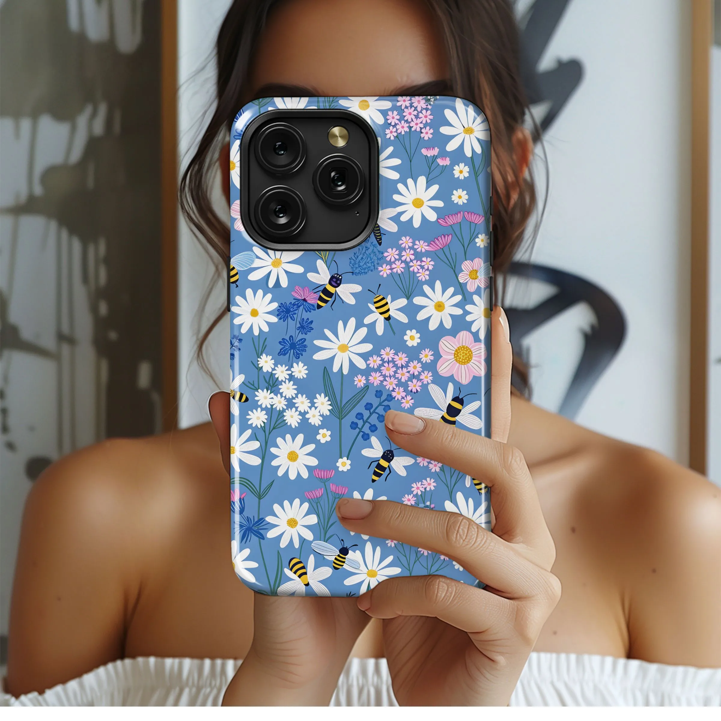 Bumble Bee Floral Garden Phone Case iPhone Samsung Cover Pixel 4865