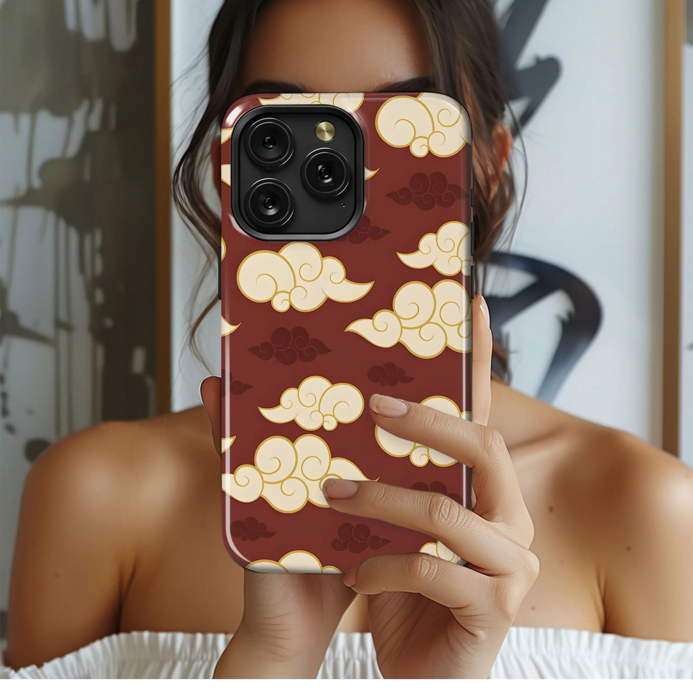 Burgundy Cloudscape Phone Case iPhone Samsung Cover Pixel 5201