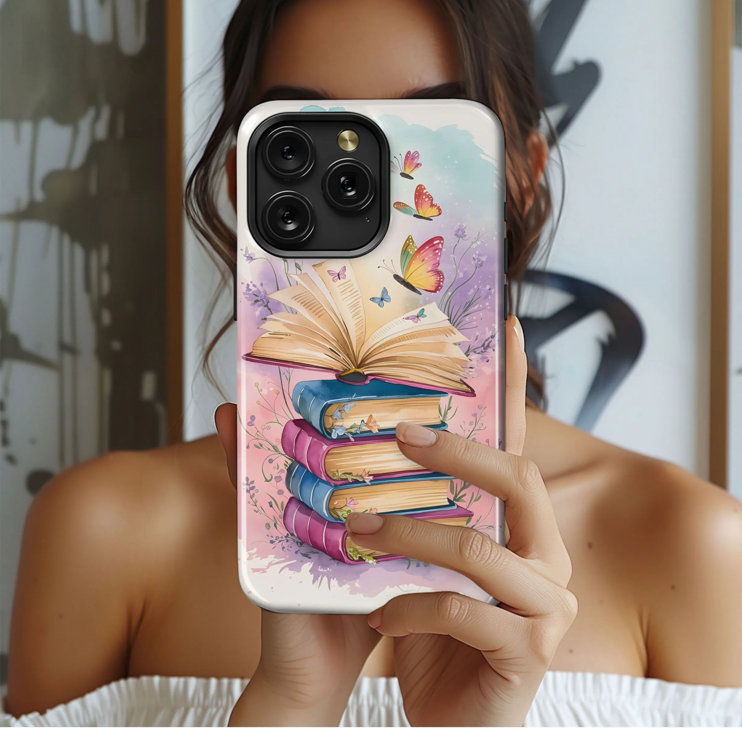Butterfly Books and Lavender Dream Phone Case iPhone Samsung Cover Pixel 5101