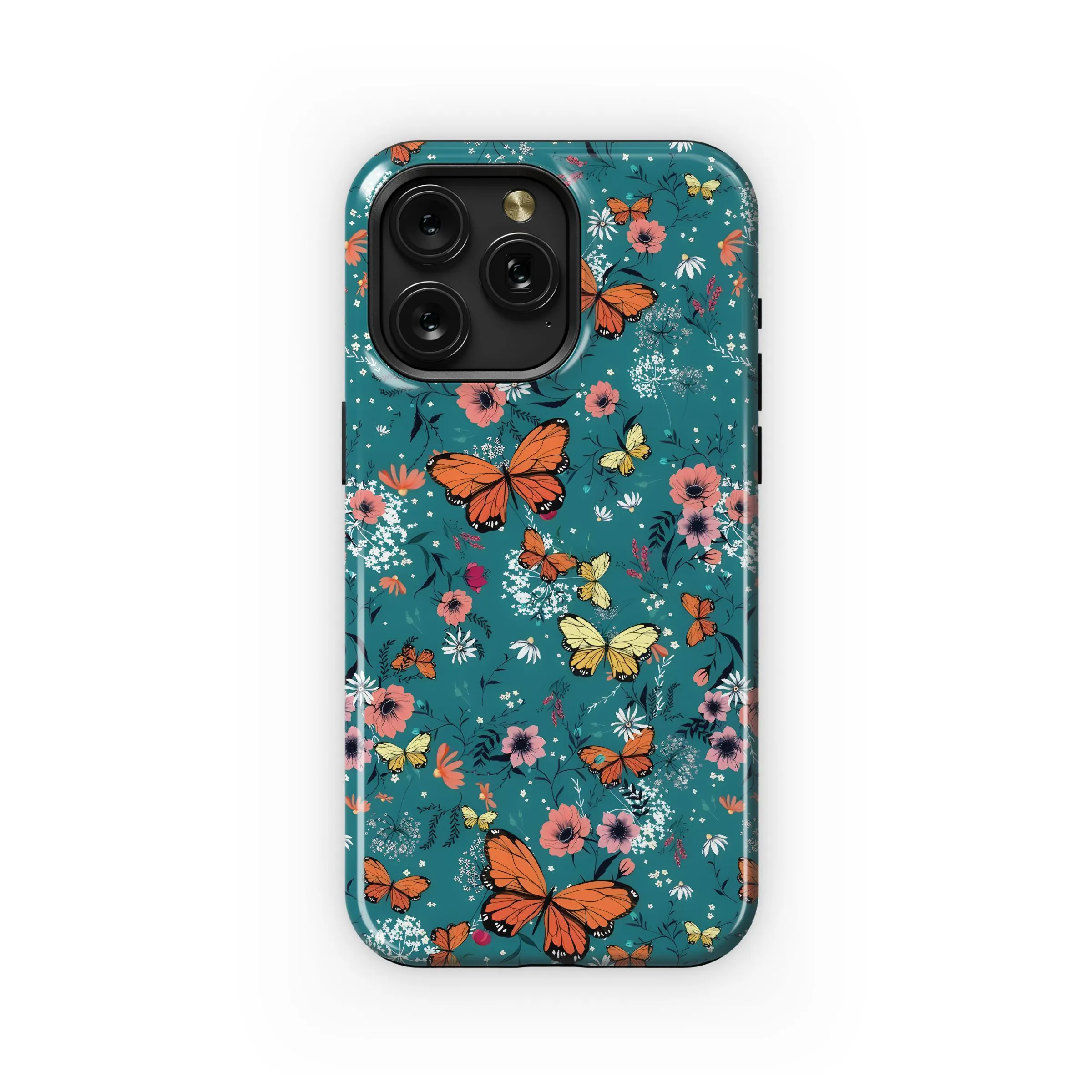 Butterfly Garden on Teal Phone Case iPhone Samsung Cover Pixel 4870