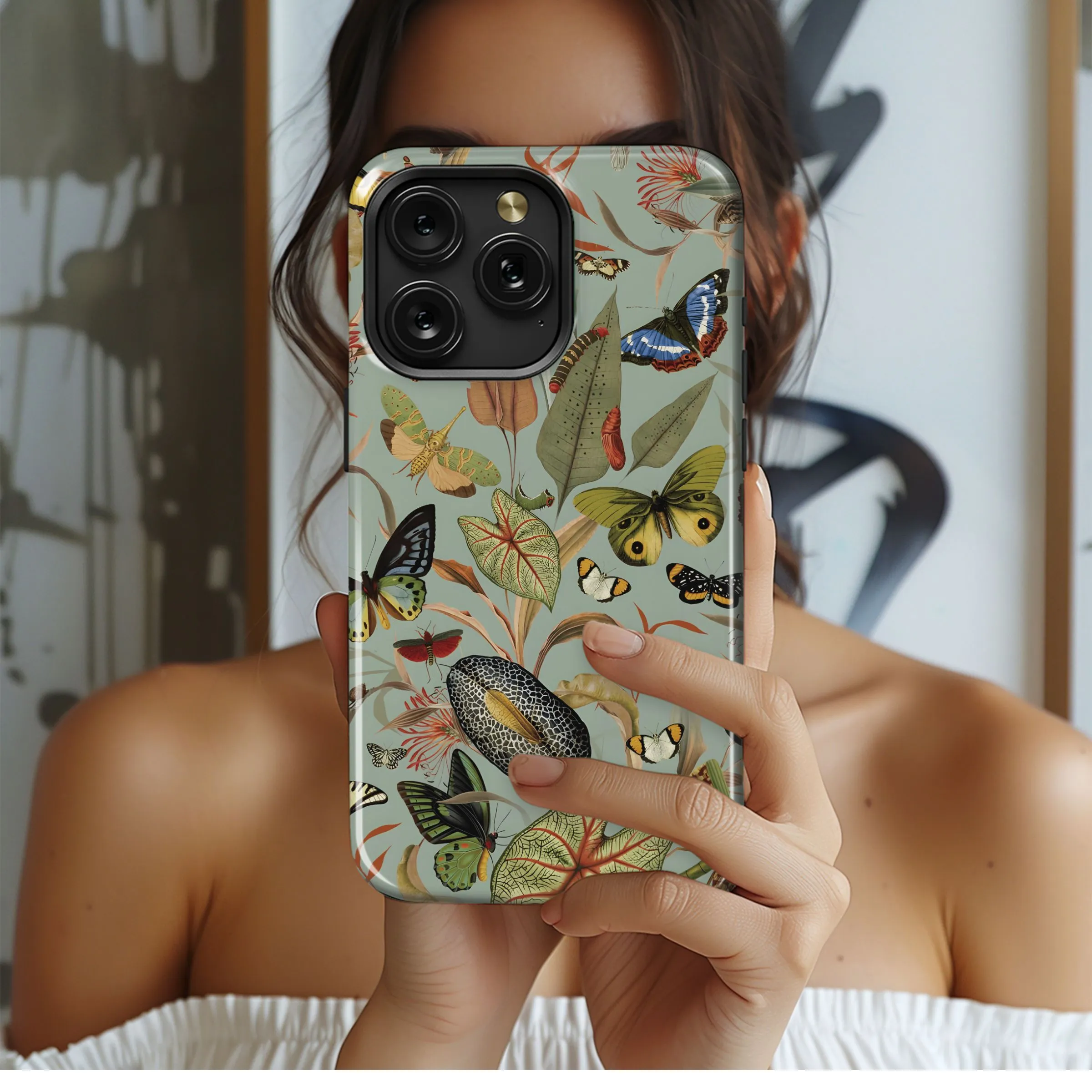 Butterfly Garden Pattern Phone Case iPhone Samsung Cover Pixel 4956