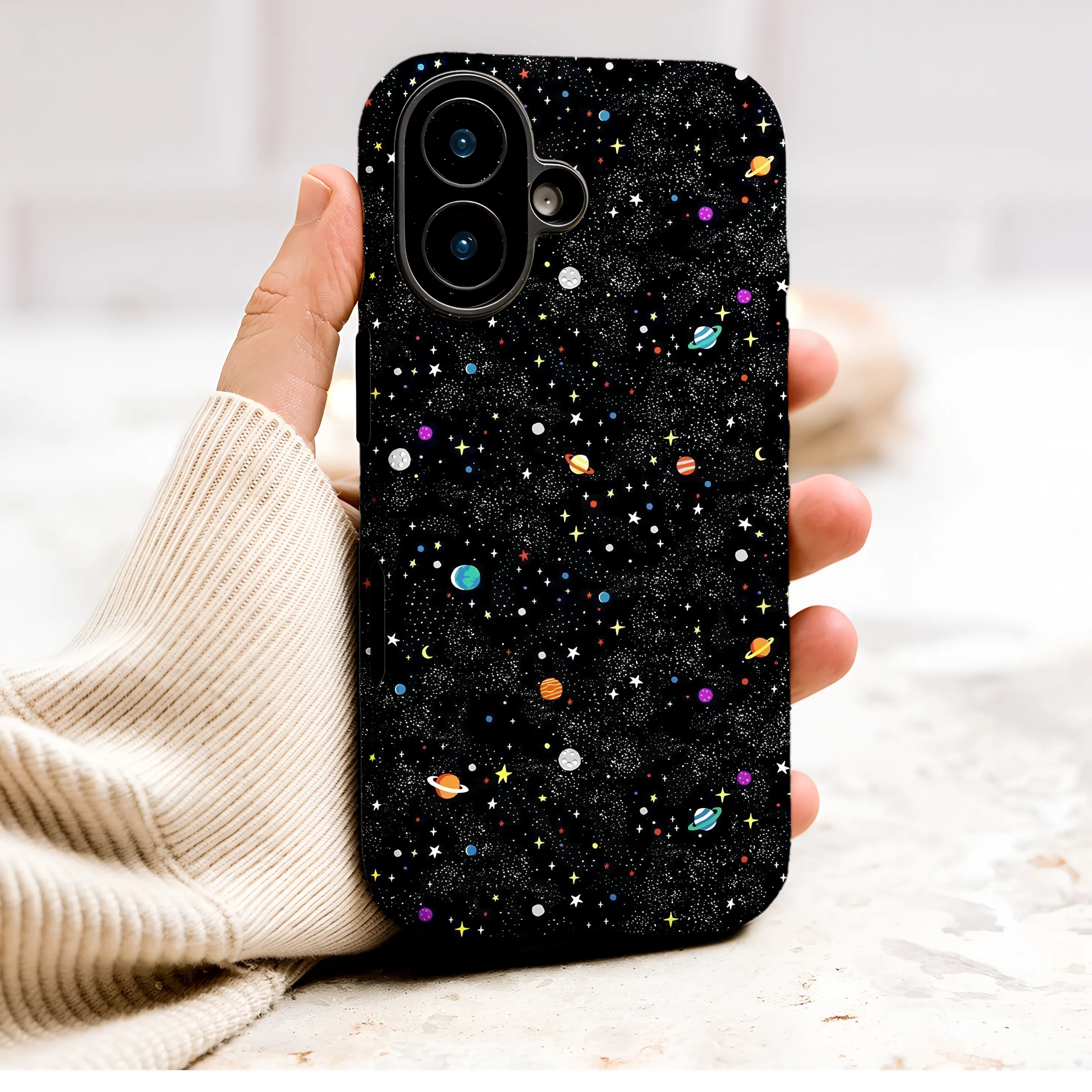 Cartoon Galaxy Planets Stars Universe Design Phone Case Cover for iPhone 17 Pro Max 16 15 Plus 14 13 Mini Samsung S26 S25 Pixel 10 9 9499 - Image 1