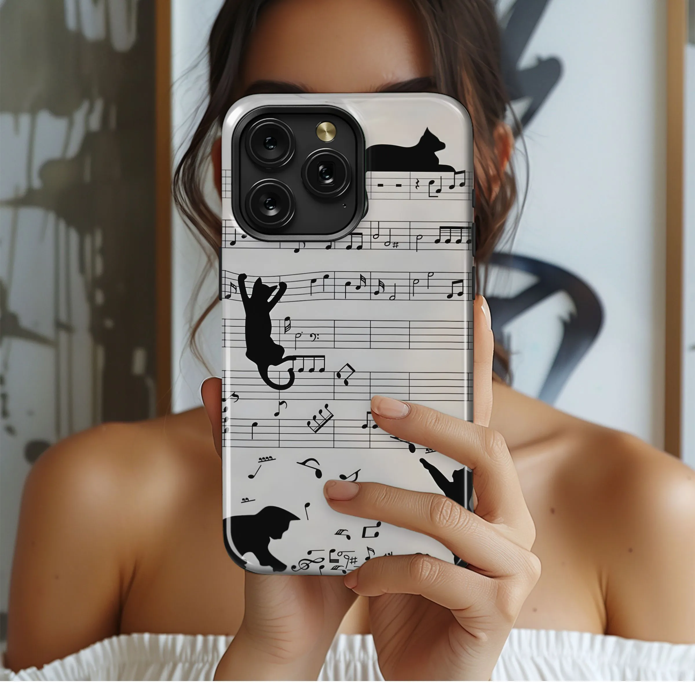 Cats & Music Notes
 Phone Case iPhone Samsung Cover Pixel 4743