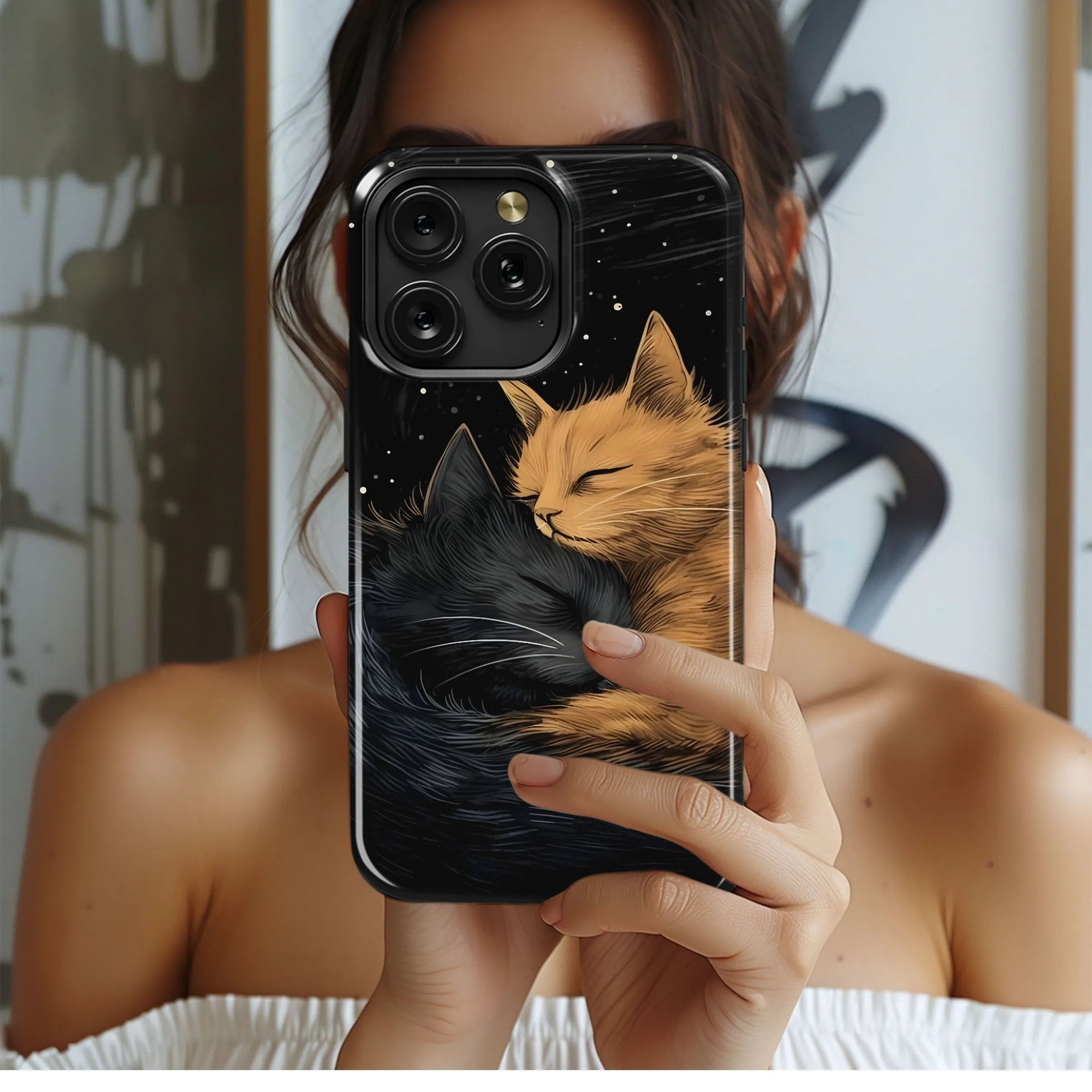 Celestial Cats Cuddle
 Phone Case iPhone Samsung Cover Pixel 5088