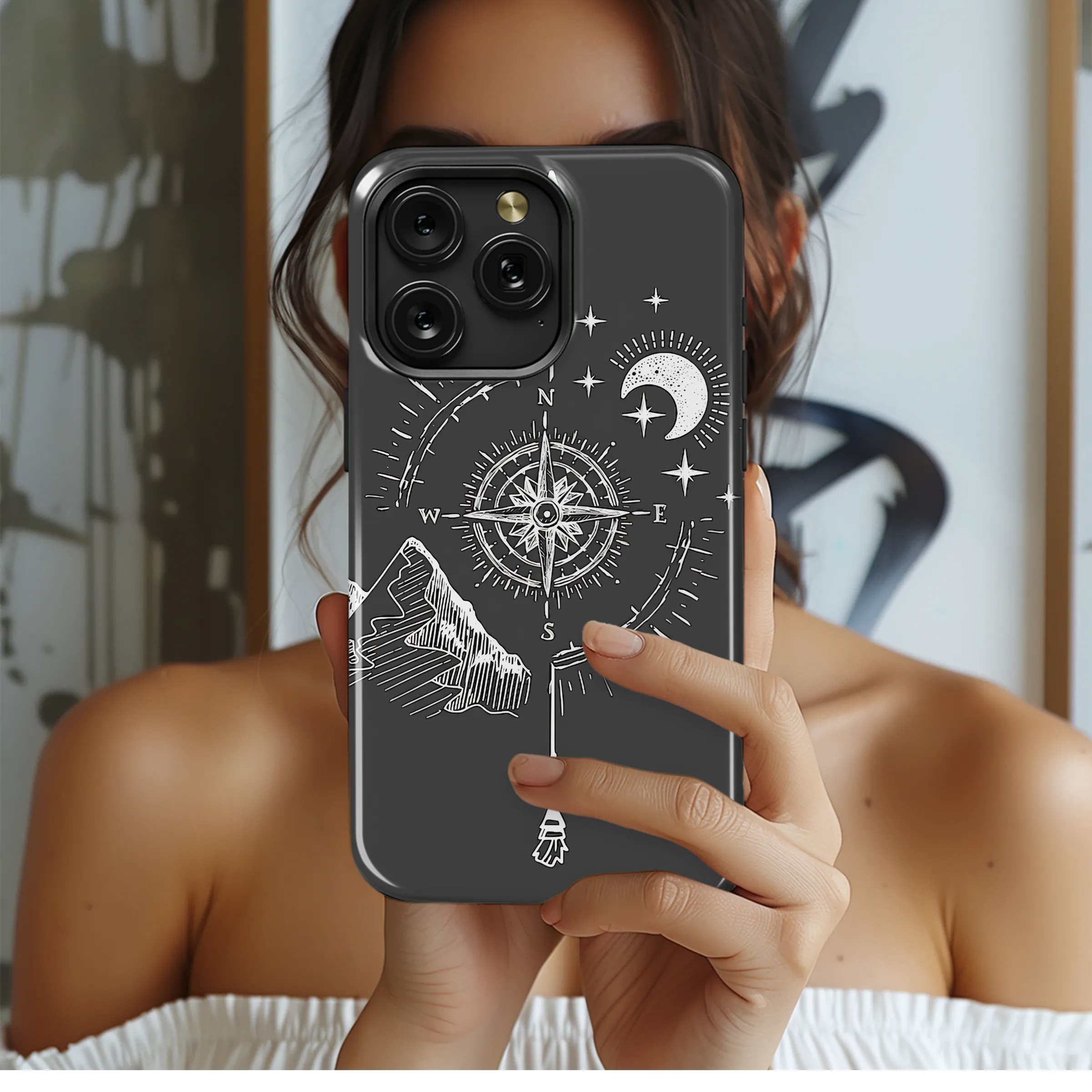 Celestial Compass Mountain Adventure Design Phone Case Cover for iPhone 17 Pro Max 16 15 Plus 14 13 Mini Samsung S25 S24 Pixel 10 9 8241 - Image 2