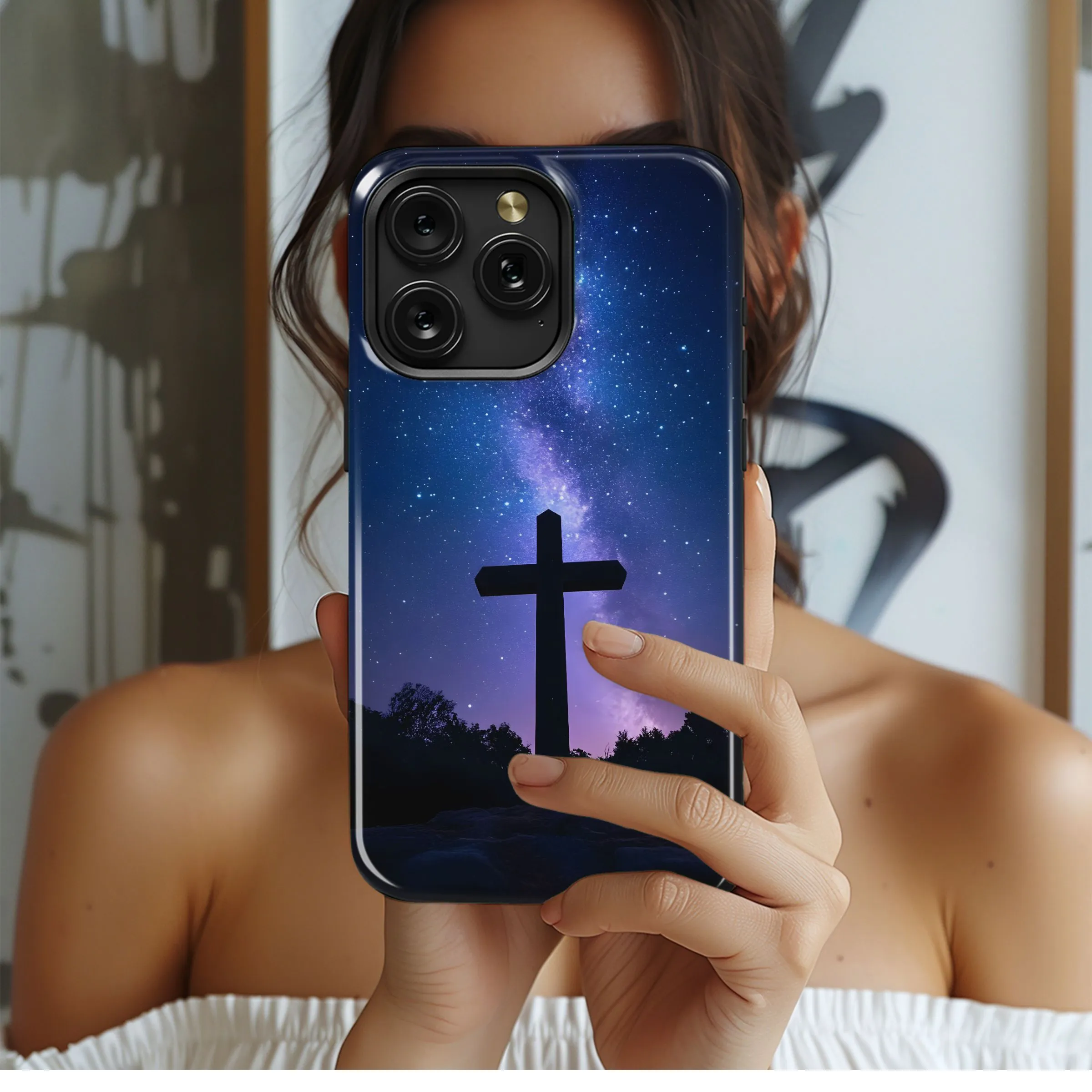 Celestial Cross of Hopeful Night Phone Case iPhone Samsung Cover Pixel 5015