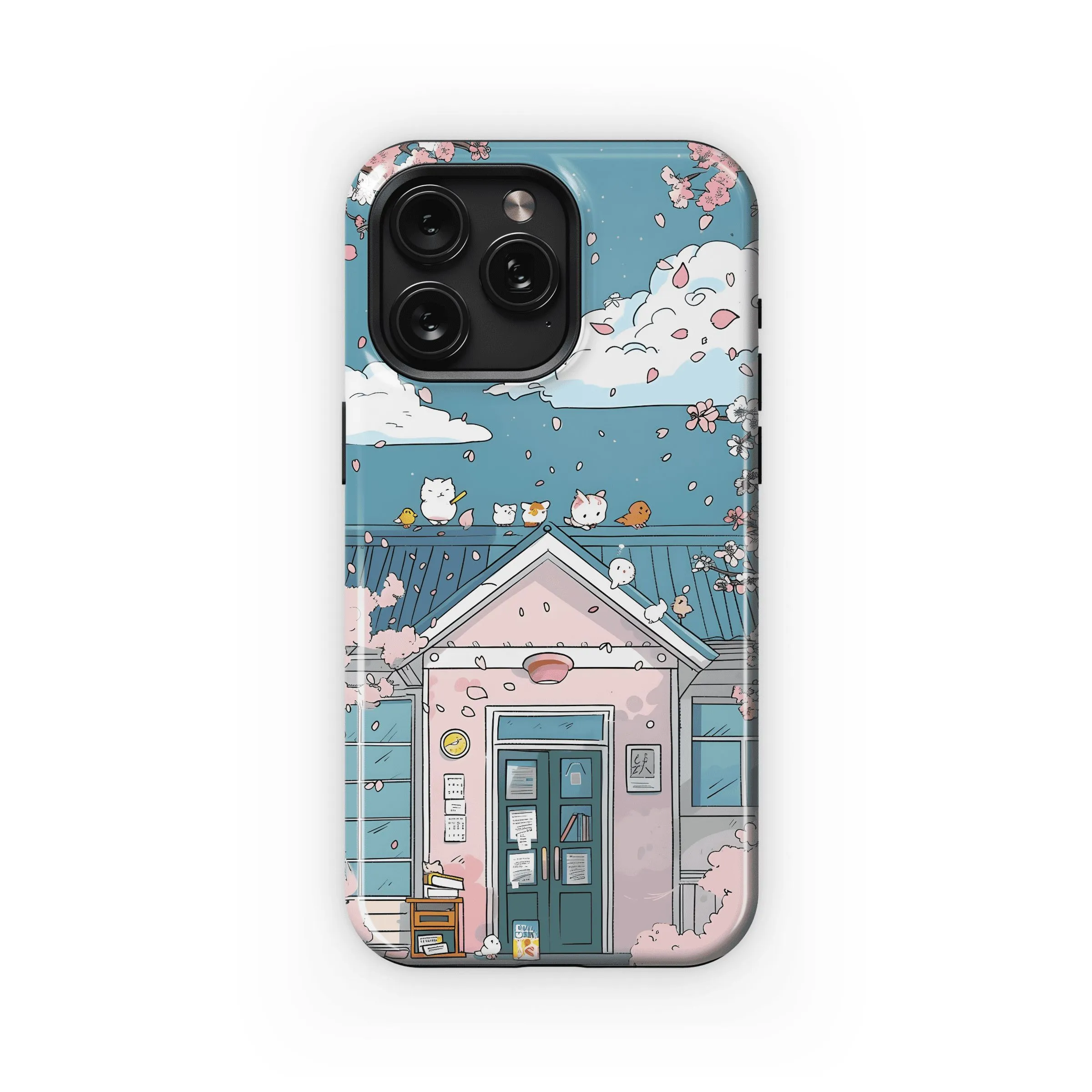 Cherry Blossom House Cats Phone Case iPhone Samsung Cover Pixel 4472