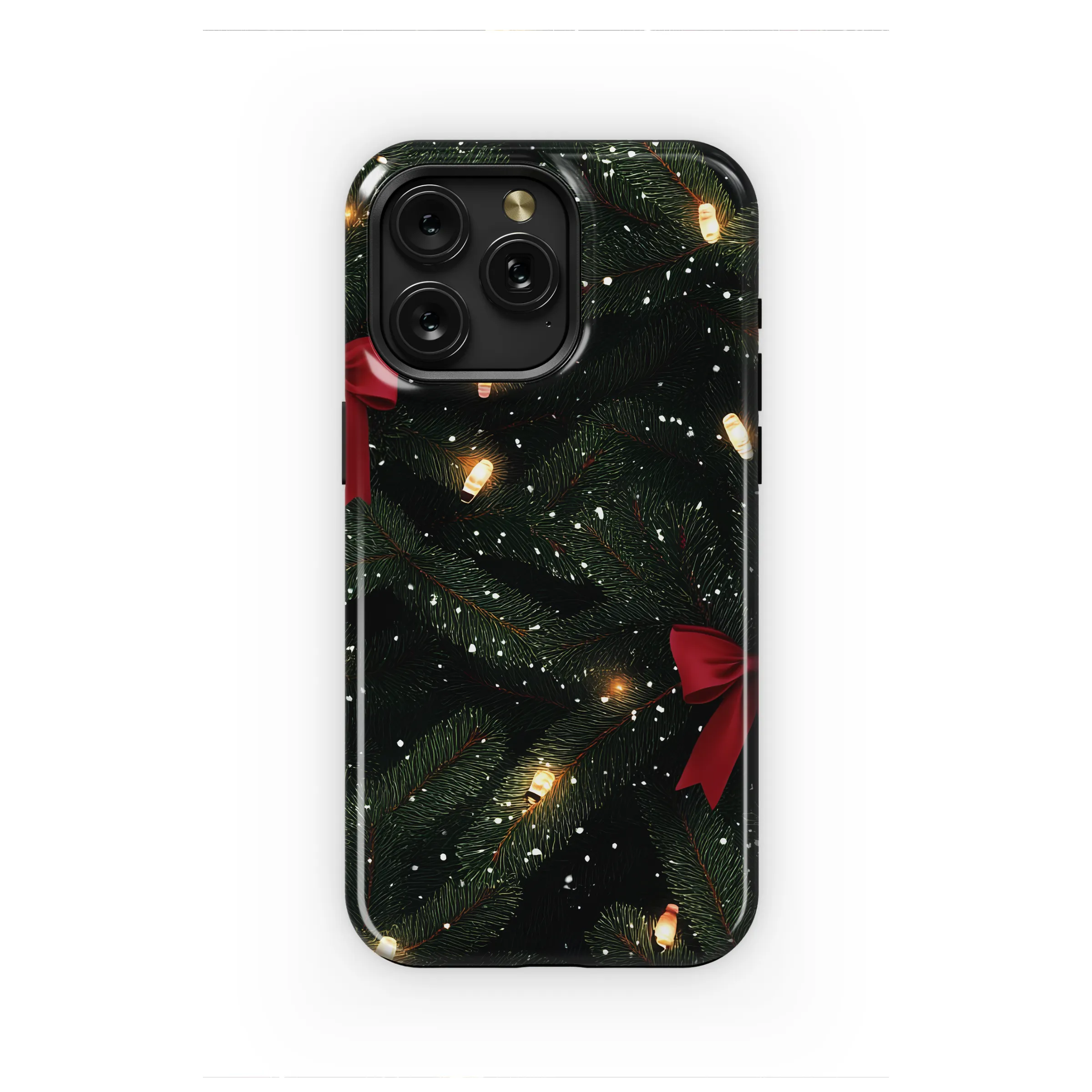 Christmas Tree with Red Bows and Lights Phone Case Cover for iPhone 17 Pro Max 16 15 Plus 14 13 Mini Samsung S25 S24 Google Pixel 10 9 8261 - Image 1