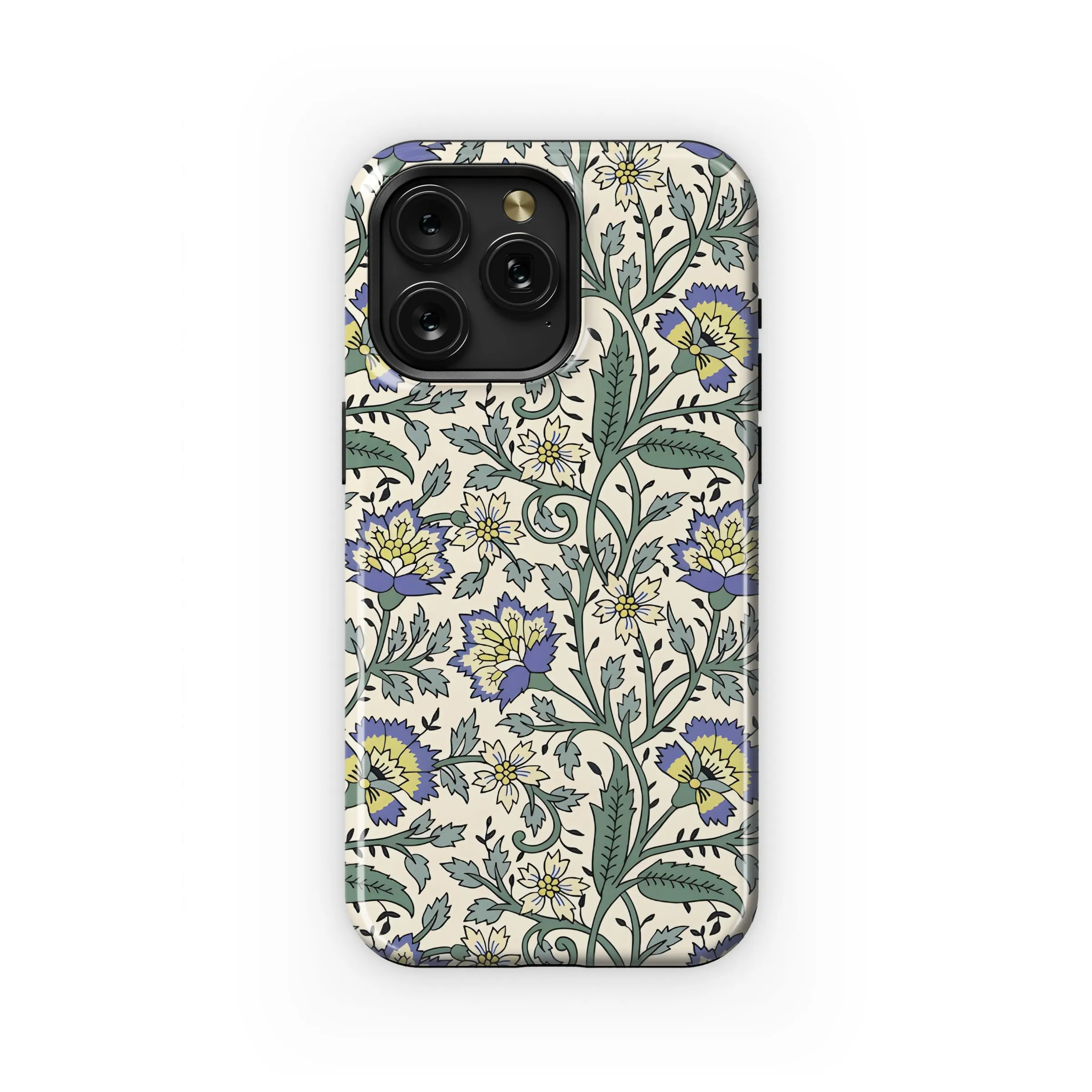 Classic Blue Yellow Floral Print Phone Case iPhone Samsung Cover Pixel 5320