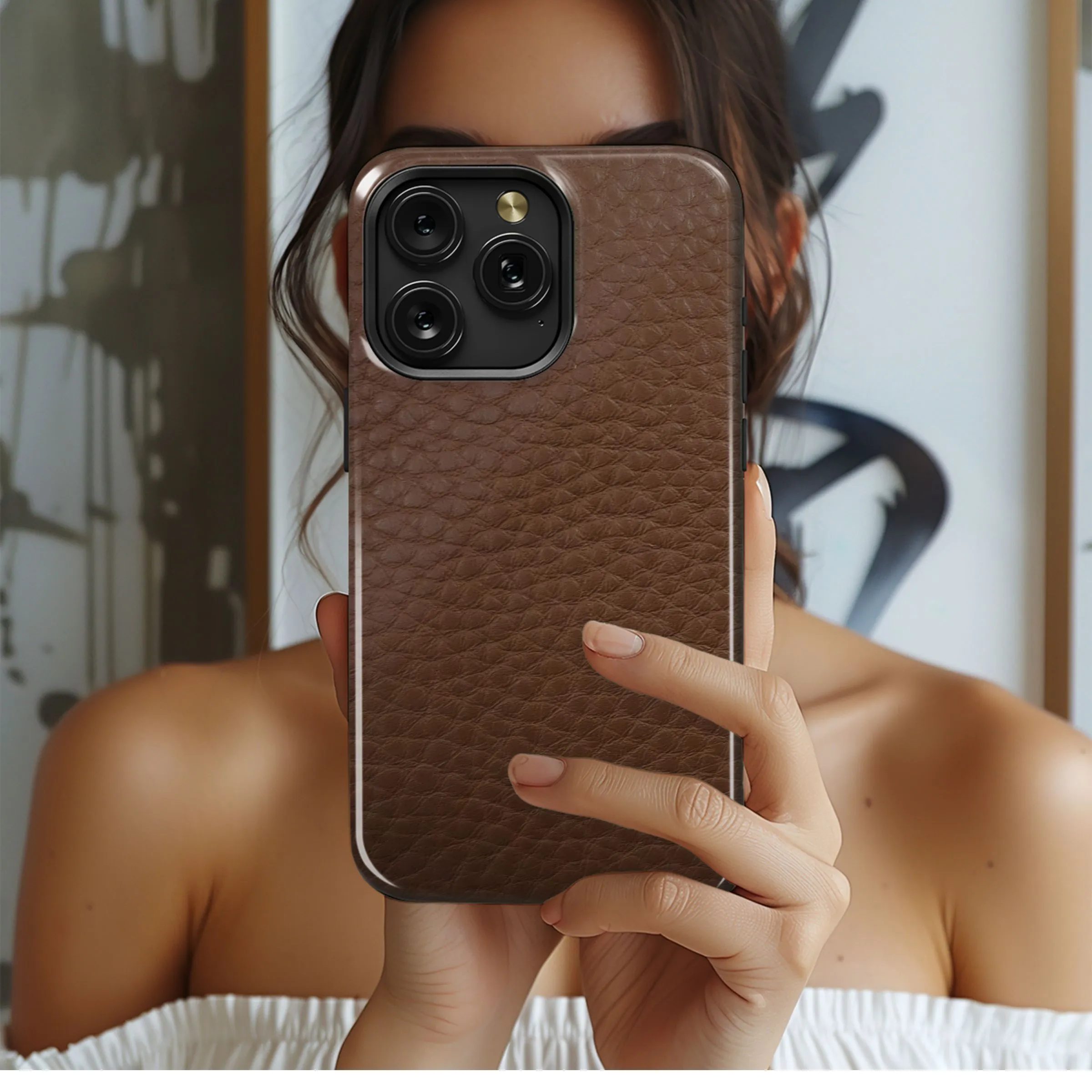 Classic Brown Leather Texture Phone Case iPhone Samsung Cover Pixel 4851