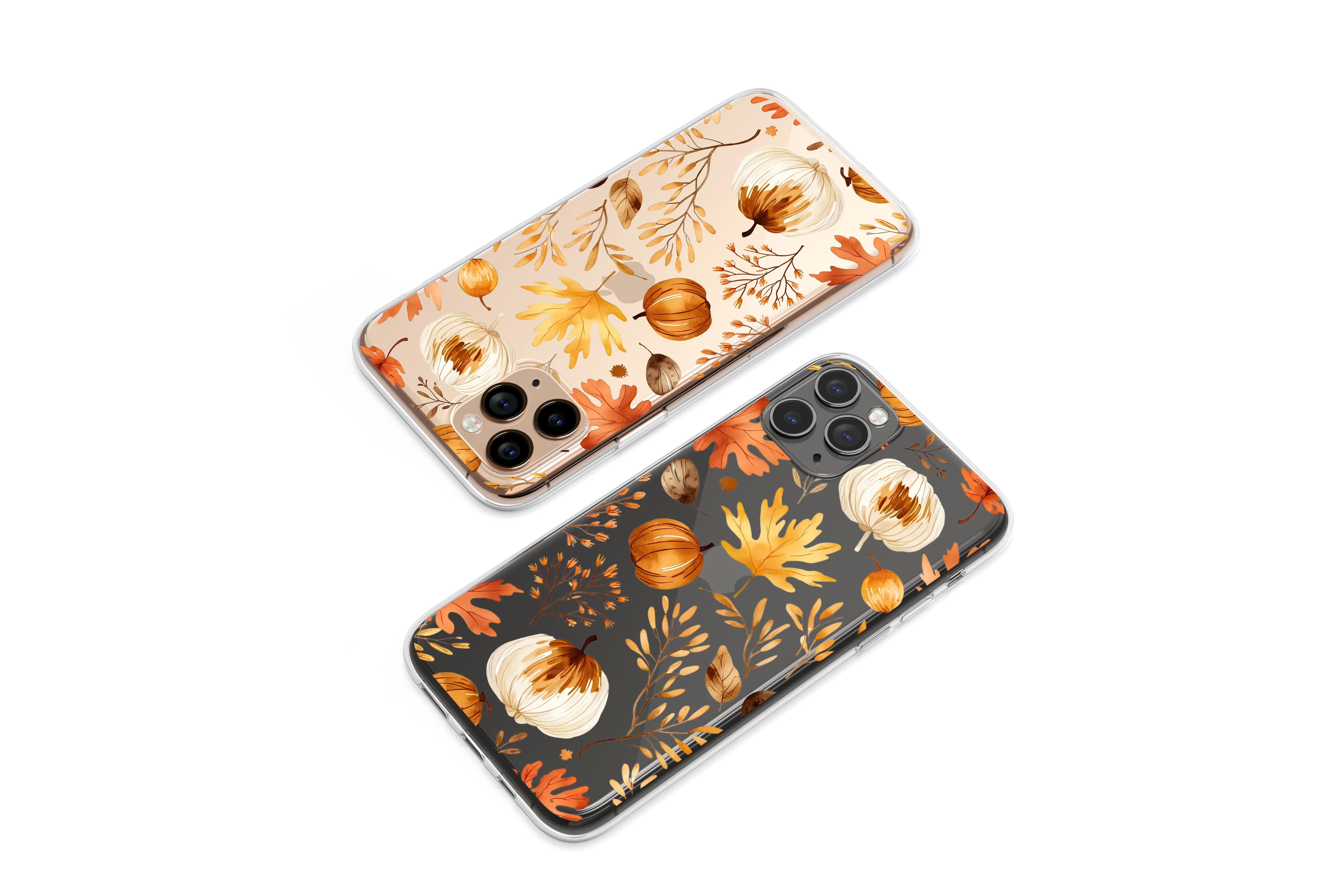 Clear Autumn Harvest Watercolor Pumpkin Patch Phone Case iPhone Samsung Cover Pixel 7508