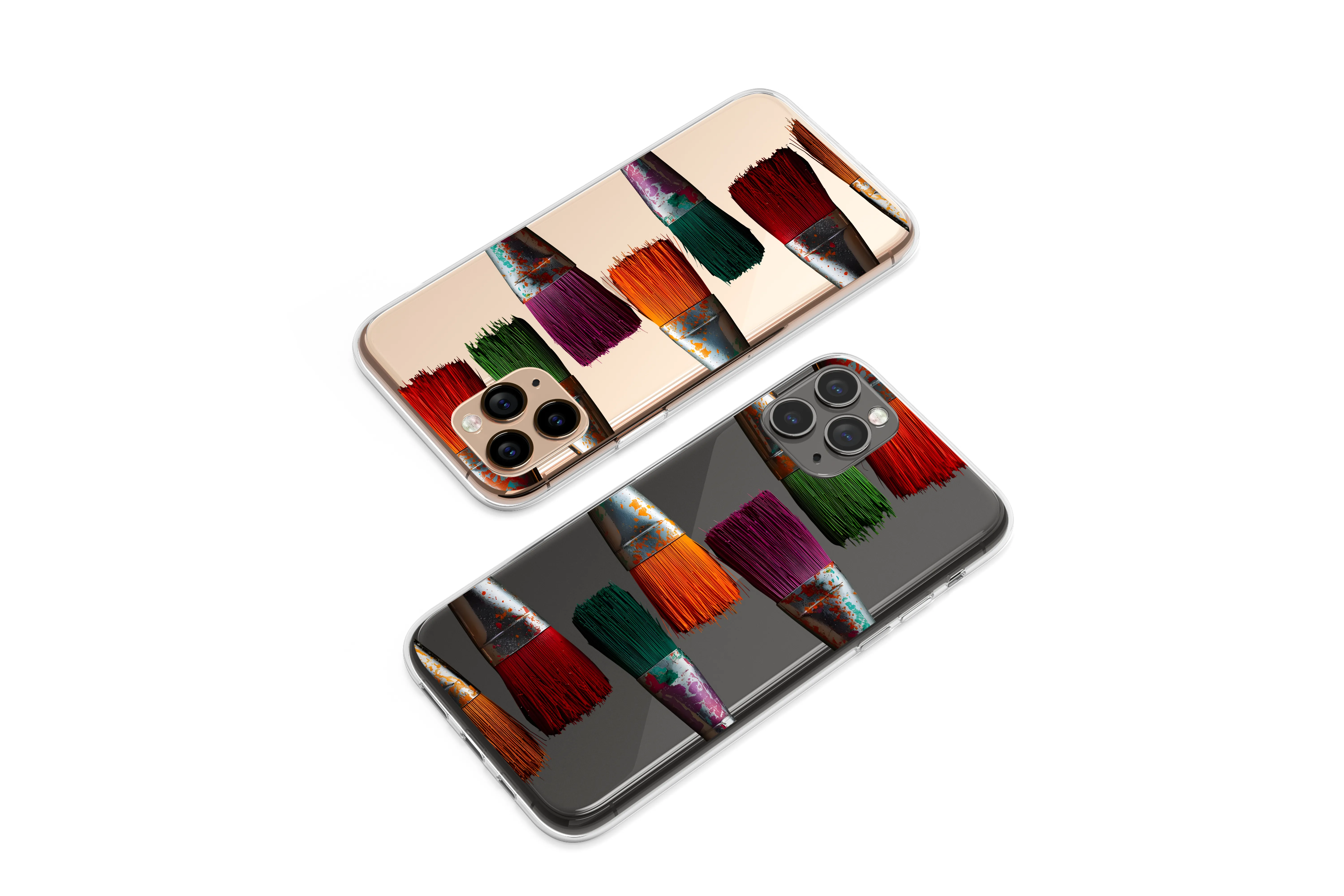 Clear Clear Abstract Paintbrush Glitch Art Graphic Phone Case Cover for iPhone 17 Pro Max 16 15 Plus 14 13 Mini Samsung S25 S24 Pixel 10 9 8276 - Image 1