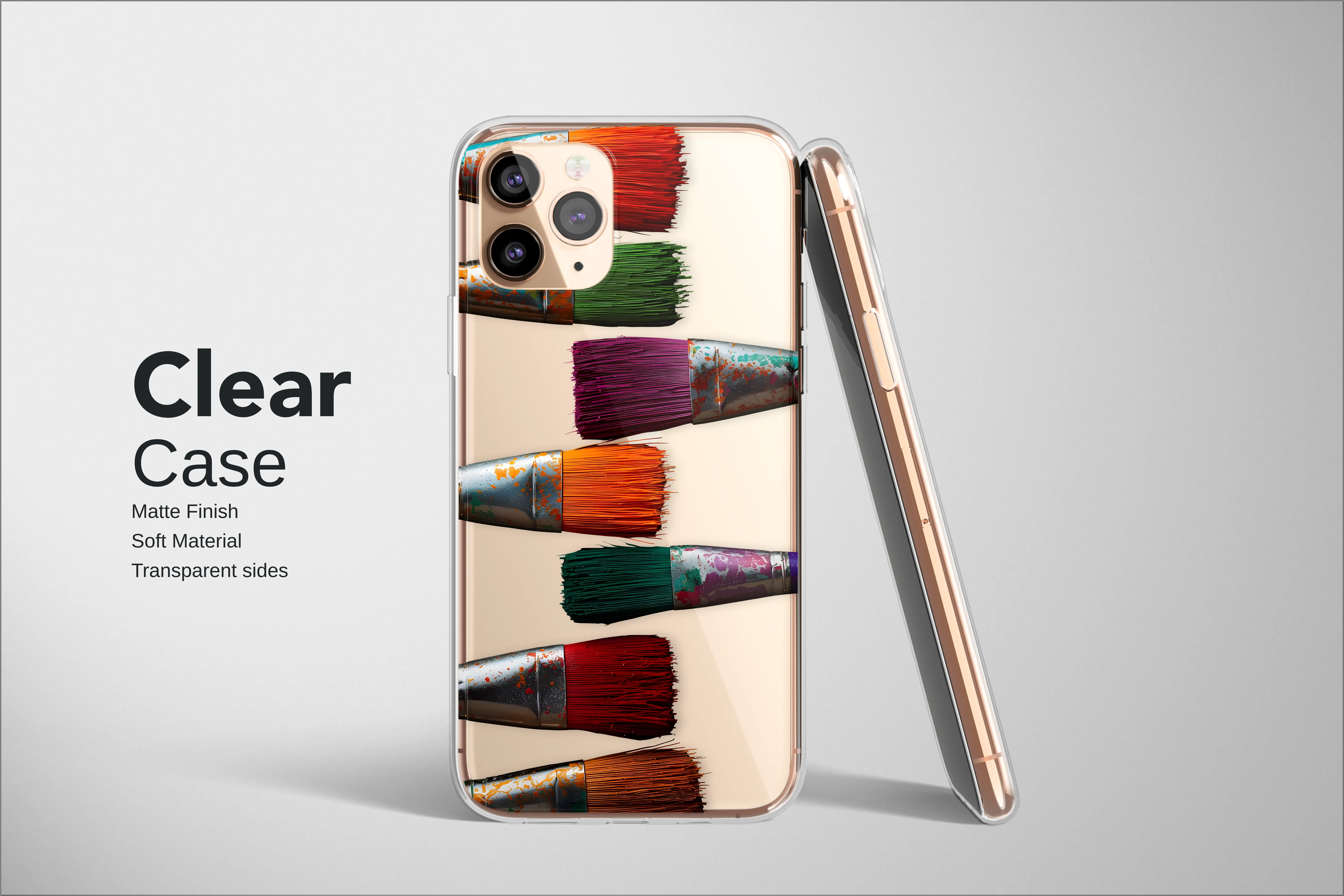 Clear Clear Abstract Paintbrush Glitch Art Graphic Phone Case Cover for iPhone 17 Pro Max 16 15 Plus 14 13 Mini Samsung S25 S24 Pixel 10 9 8276 - Image 2