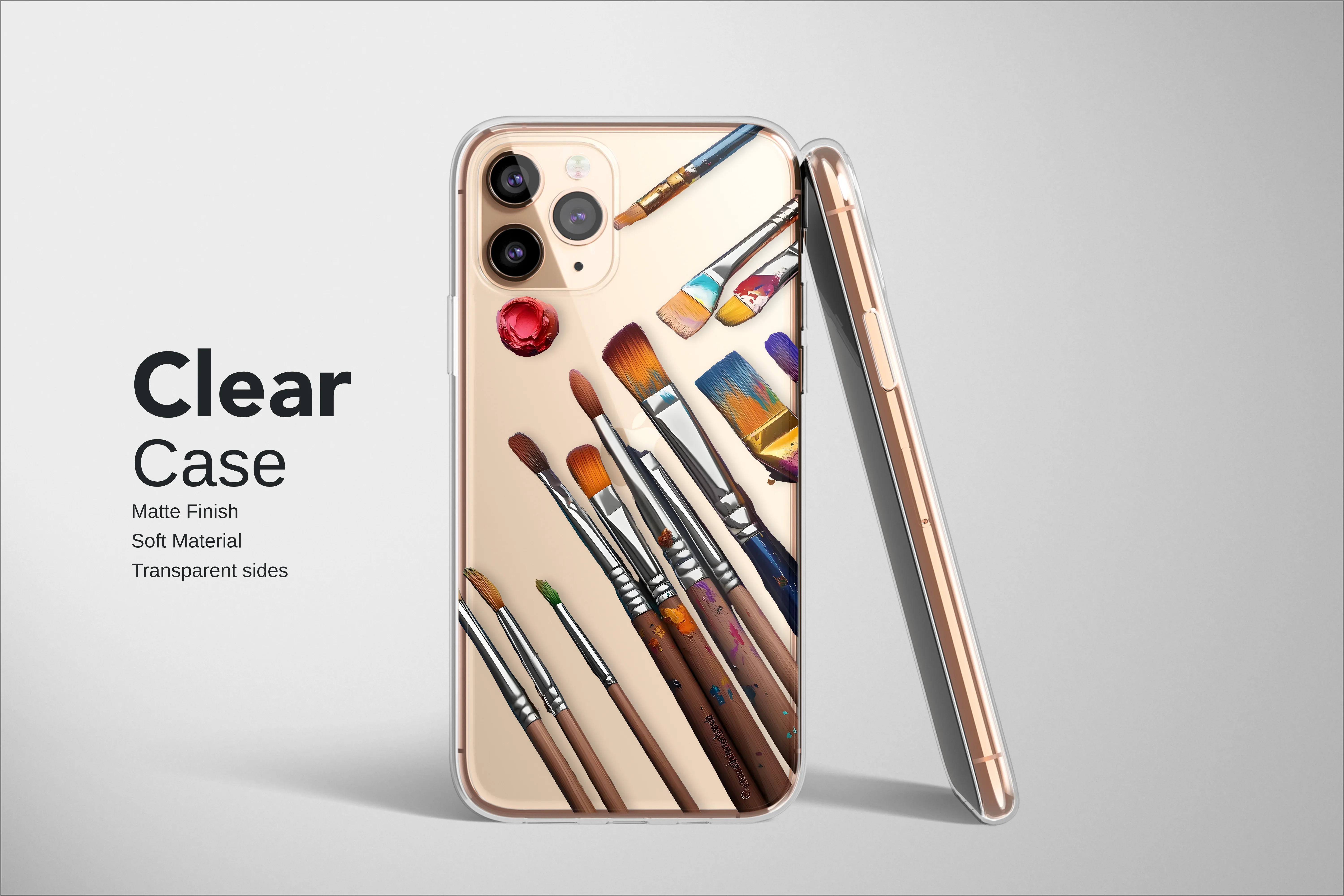 Clear Clear Artist Paintbrush Studio Colorful Graphic Design Phone Case Cover for iPhone 17 Pro Max 16 15 13 Samsung S25 S24 Pixel 8280 - Image 2