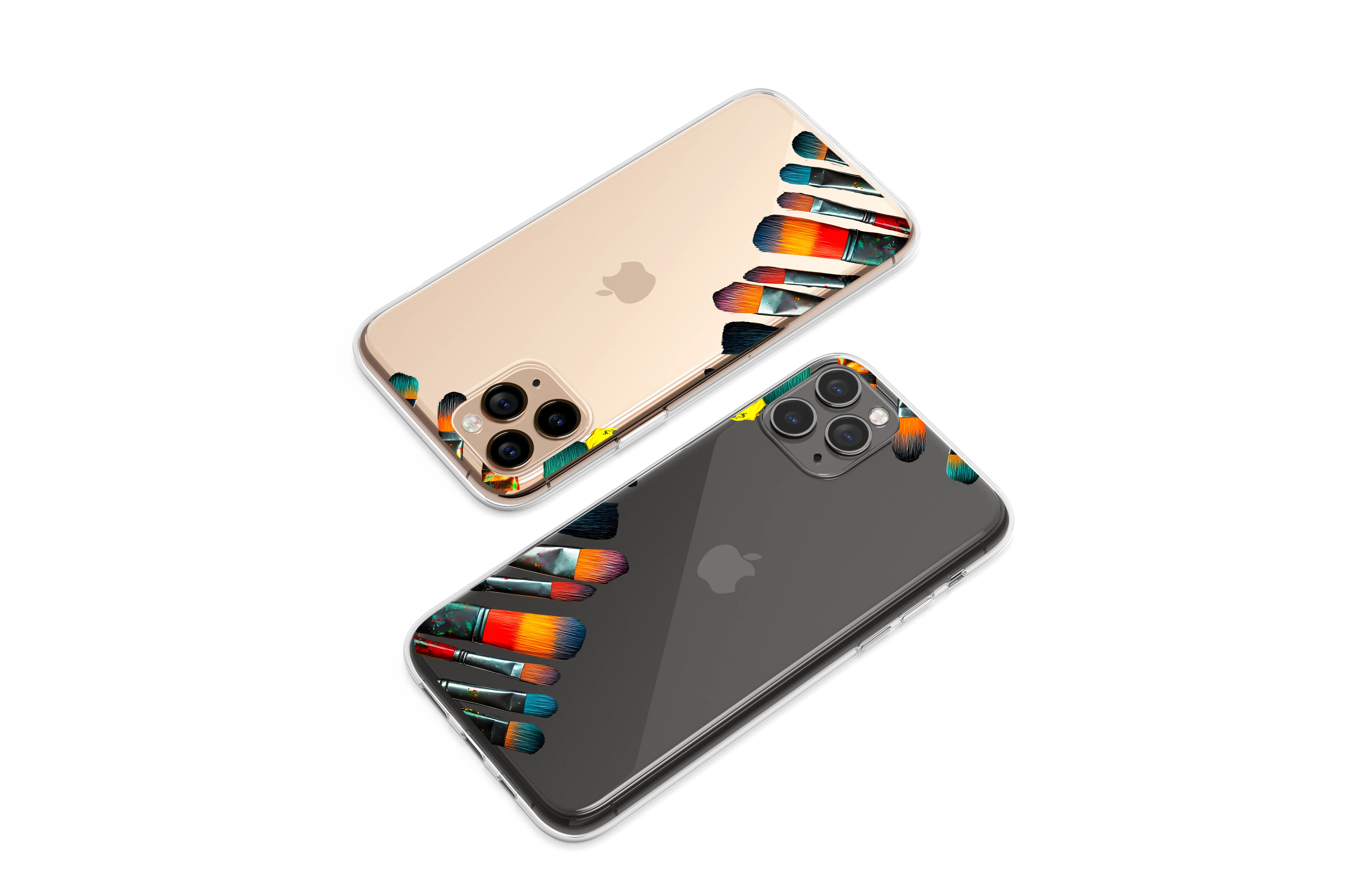 Clear Clear Artistic Paintbrush Colorful Abstract Design Phone Case Cover for iPhone 17 Pro Max 16 15 13 Samsung S25 S24 Pixel 8281 - Image 1