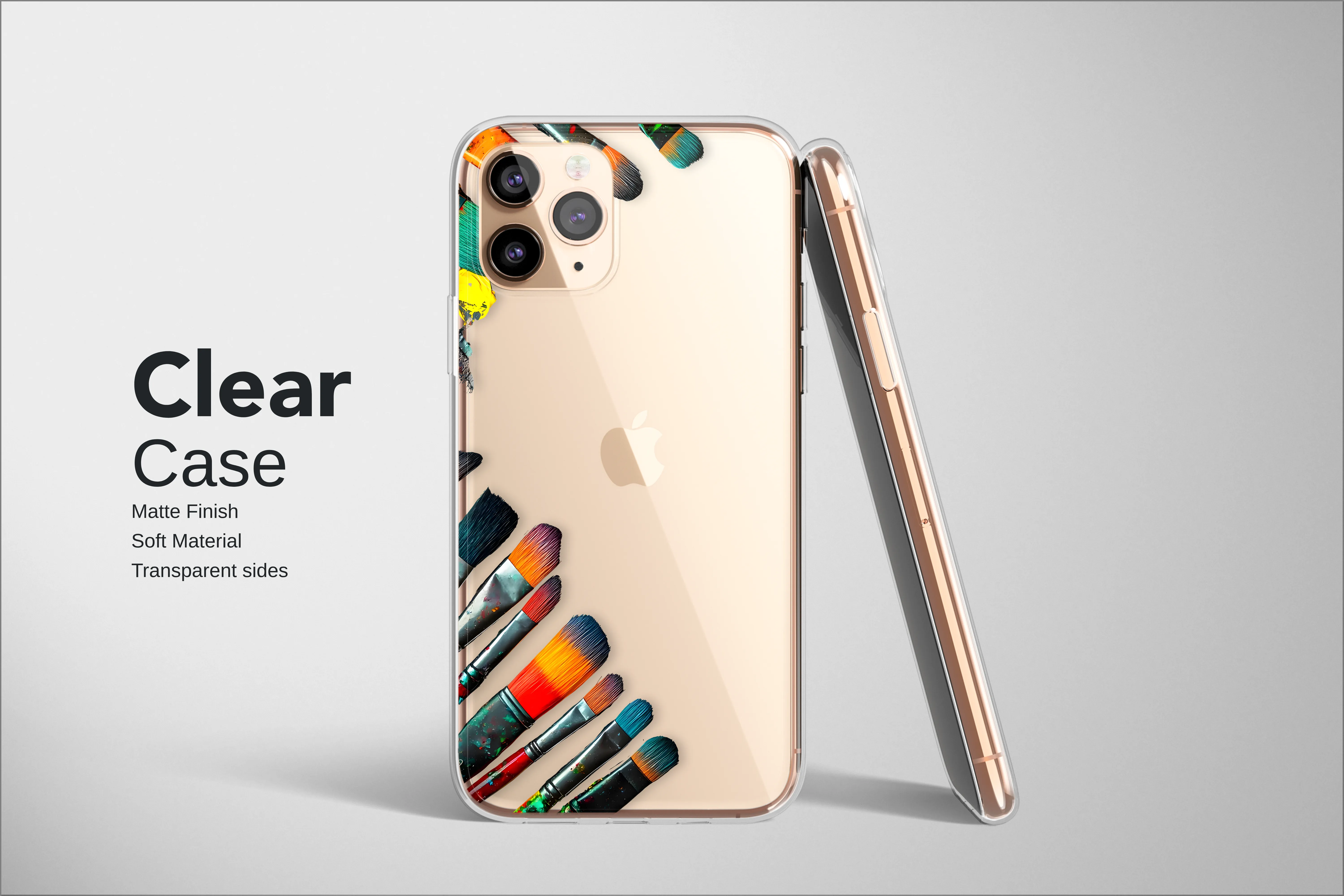 Clear Clear Artistic Paintbrush Colorful Abstract Design Phone Case Cover for iPhone 17 Pro Max 16 15 13 Samsung S25 S24 Pixel 8281 - Image 2