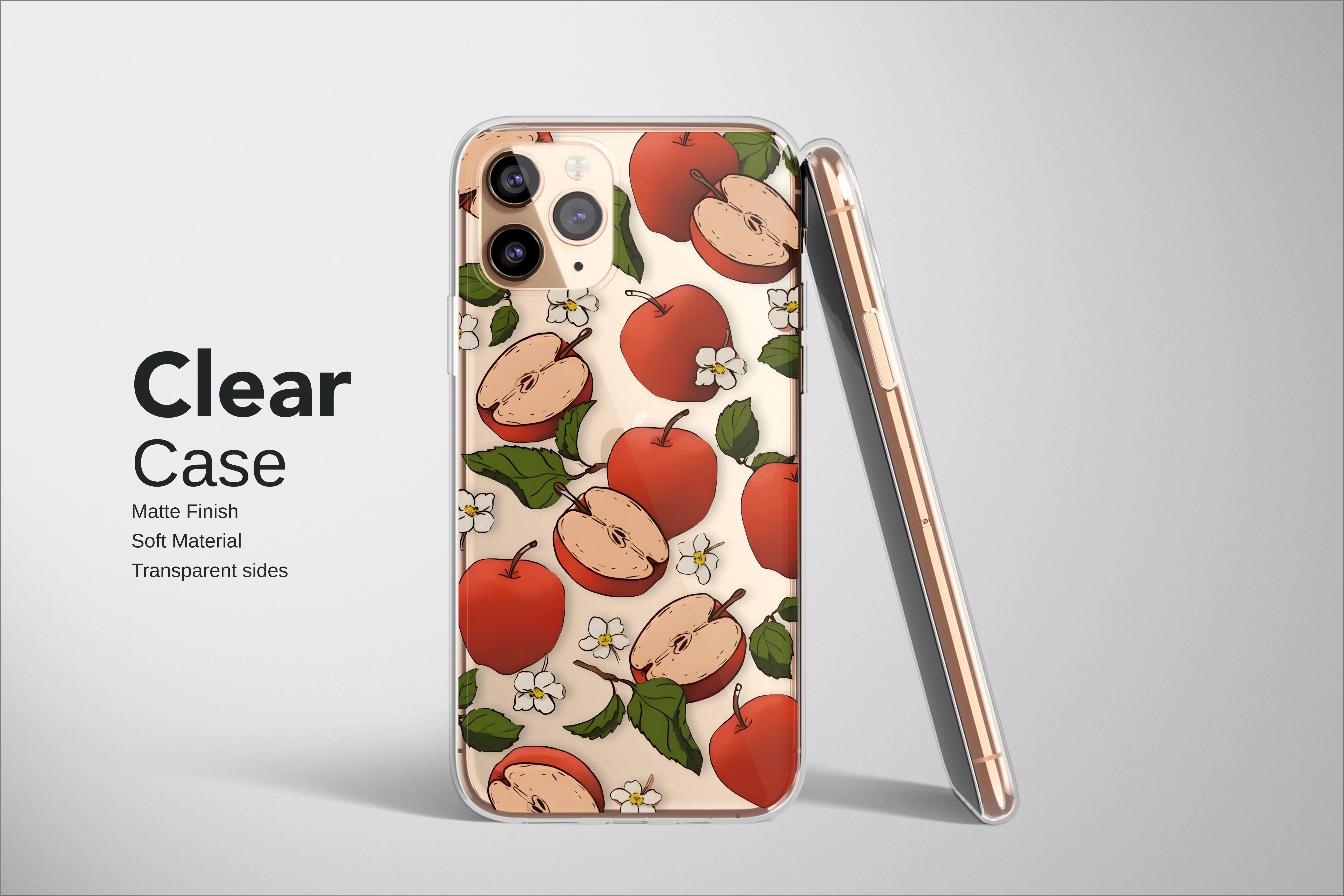 Clear Clear Botanical Apple Blossom Fruit Illustration Phone Case Cover for iPhone 17 Pro Max 16 15 13 Samsung S25 S24 Pixel 9346 - Image 2